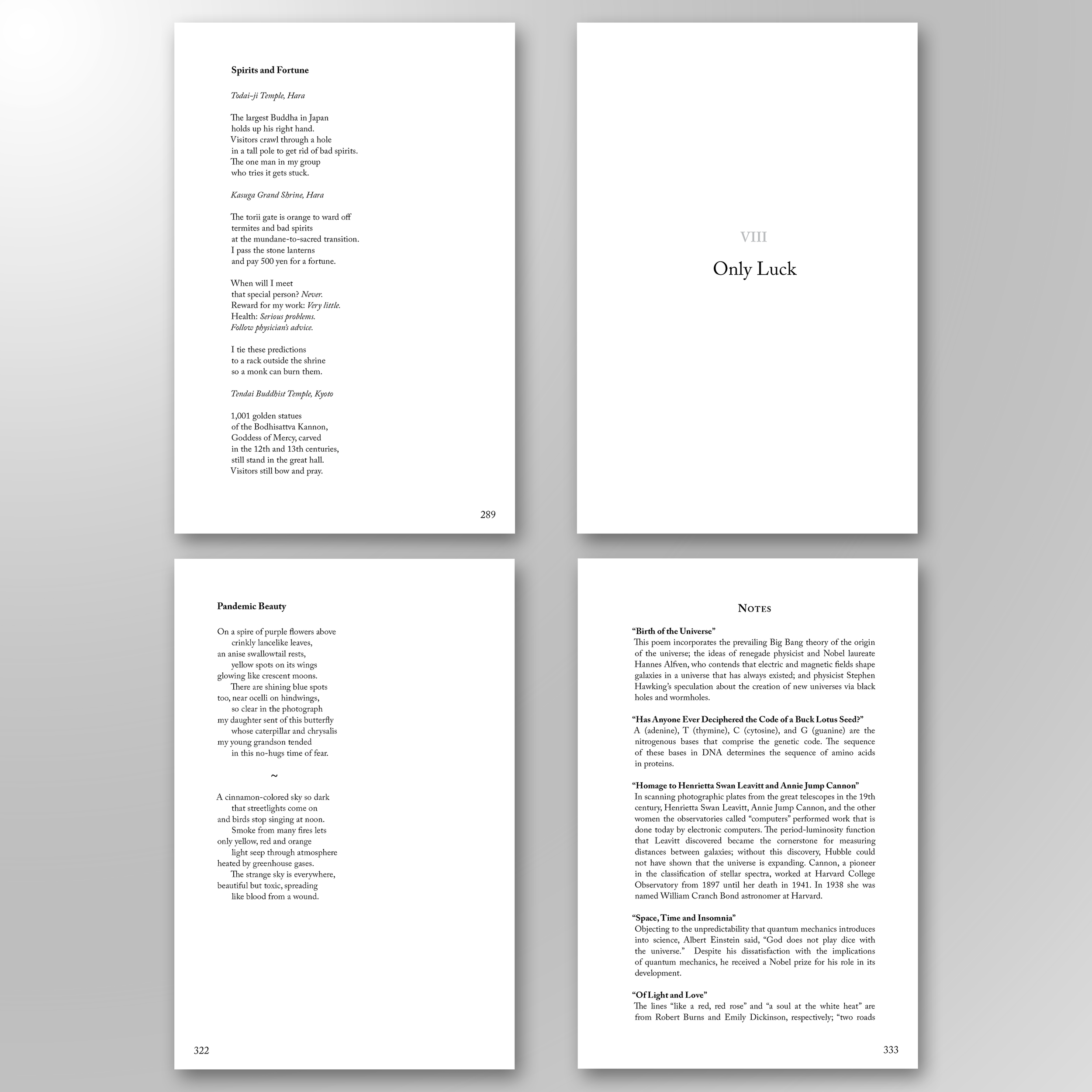 THE COSMOS AND ME. Another interior design project with Trio House Press, a poetry publisher. The primary challenge was the book’s scale, reaching nearly 400 page! Lots of proofreading, careful consideration of where and how to break poems, taking in