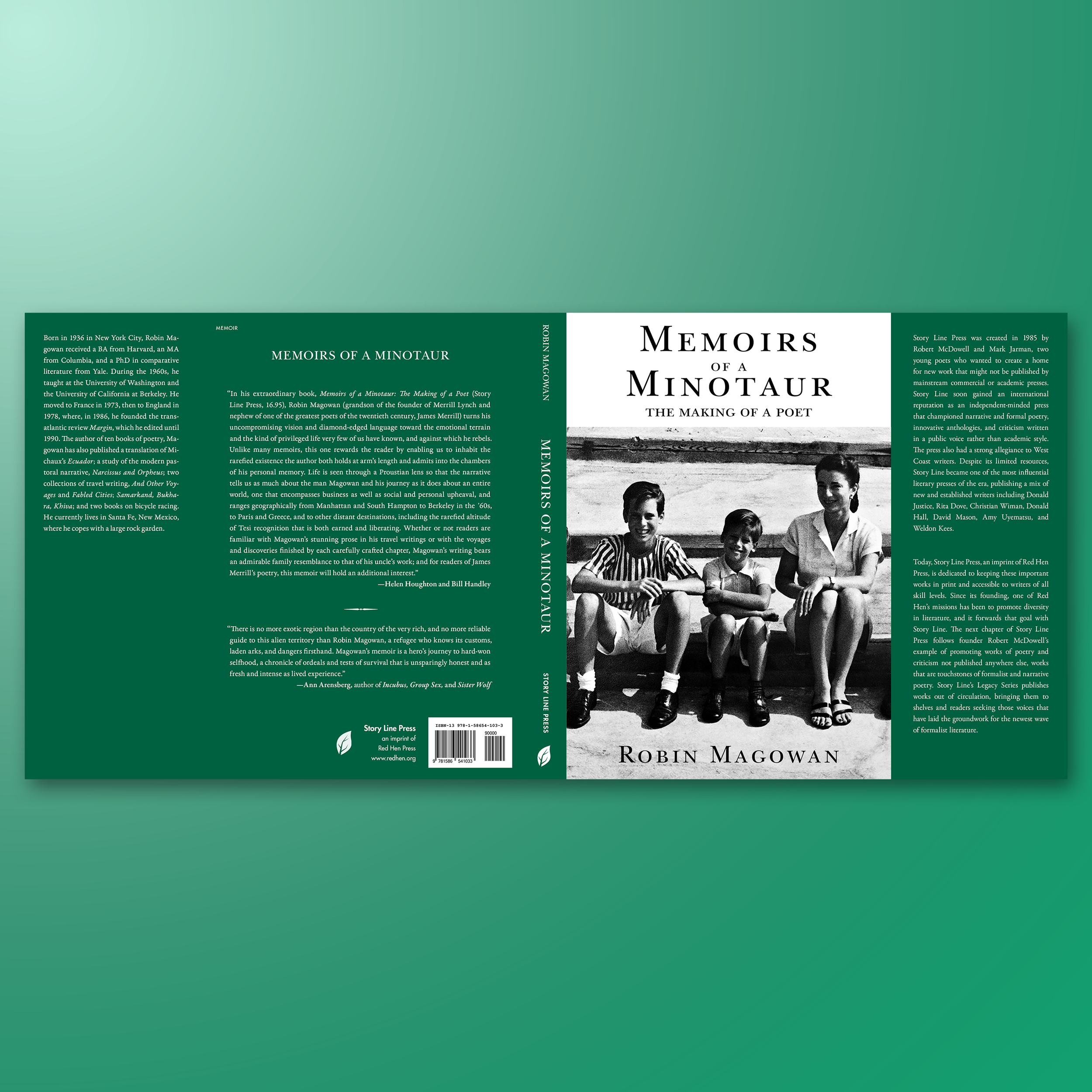 MEMOIRS OF A MINOTAUR. One of the first memoirs I worked on. Among many options, this photo stood out, truly capturing the multi-generational journey at the heart of the story.
