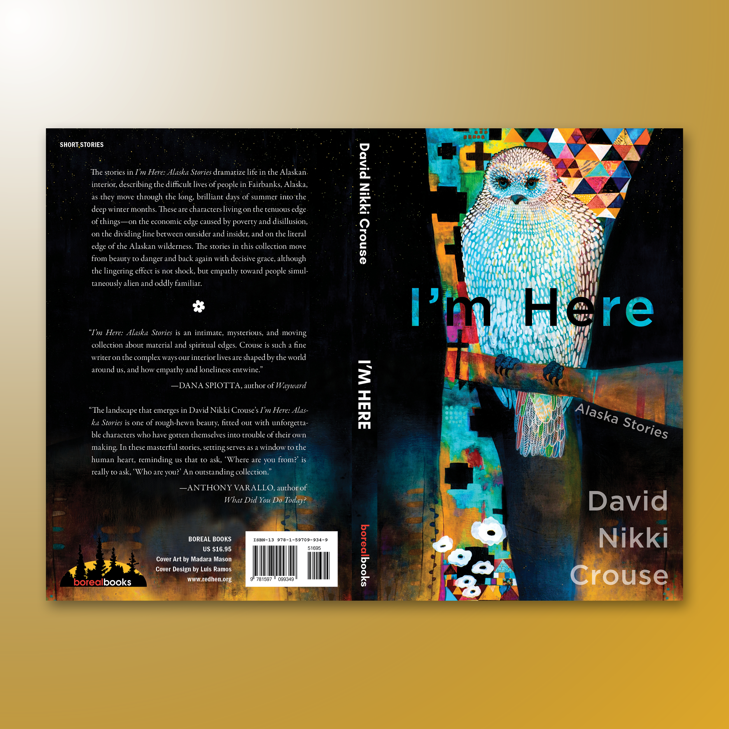 I'M HERE. A short story collection. Really happy with this one. My job was to work with Madura Mason's beautiful illustration and create a mechanical that really complemented the artwork.
