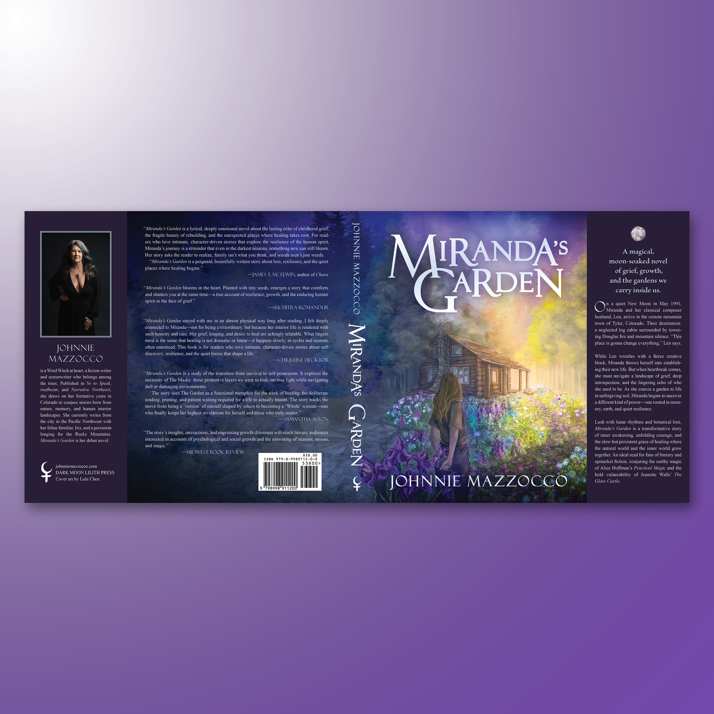 MIRANDA'S GARDEN. A wonderful work of literary fiction with a bit of magical realism. The cover illustration was illustrated by incredible artist, Lulu Chen. I was in charge of designing the rest of the book's mechanical, and worked with the artwork 