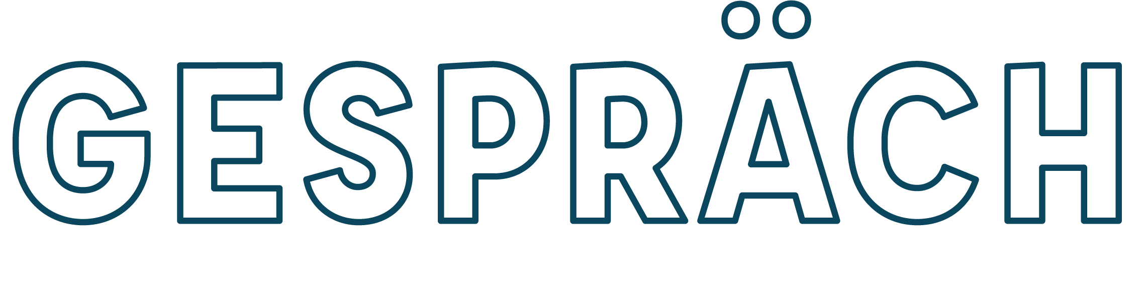 Text graphic displaying the word 'GESPRAẐCH' in bold, outlined letters.