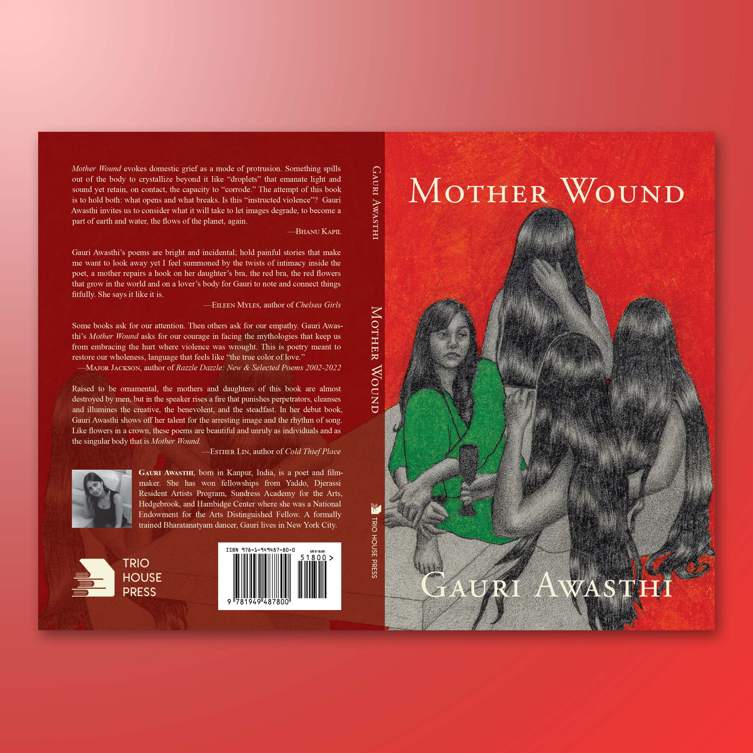 MOTHER WOUND. My first cover work with Trio House Press. A debut poetry collection by filmmaker Gauri Awasthi. I worked with the incredible artwork of Pakistani visual artist Fatima Kaleem Khan to design this gorgeous cover mechanical.