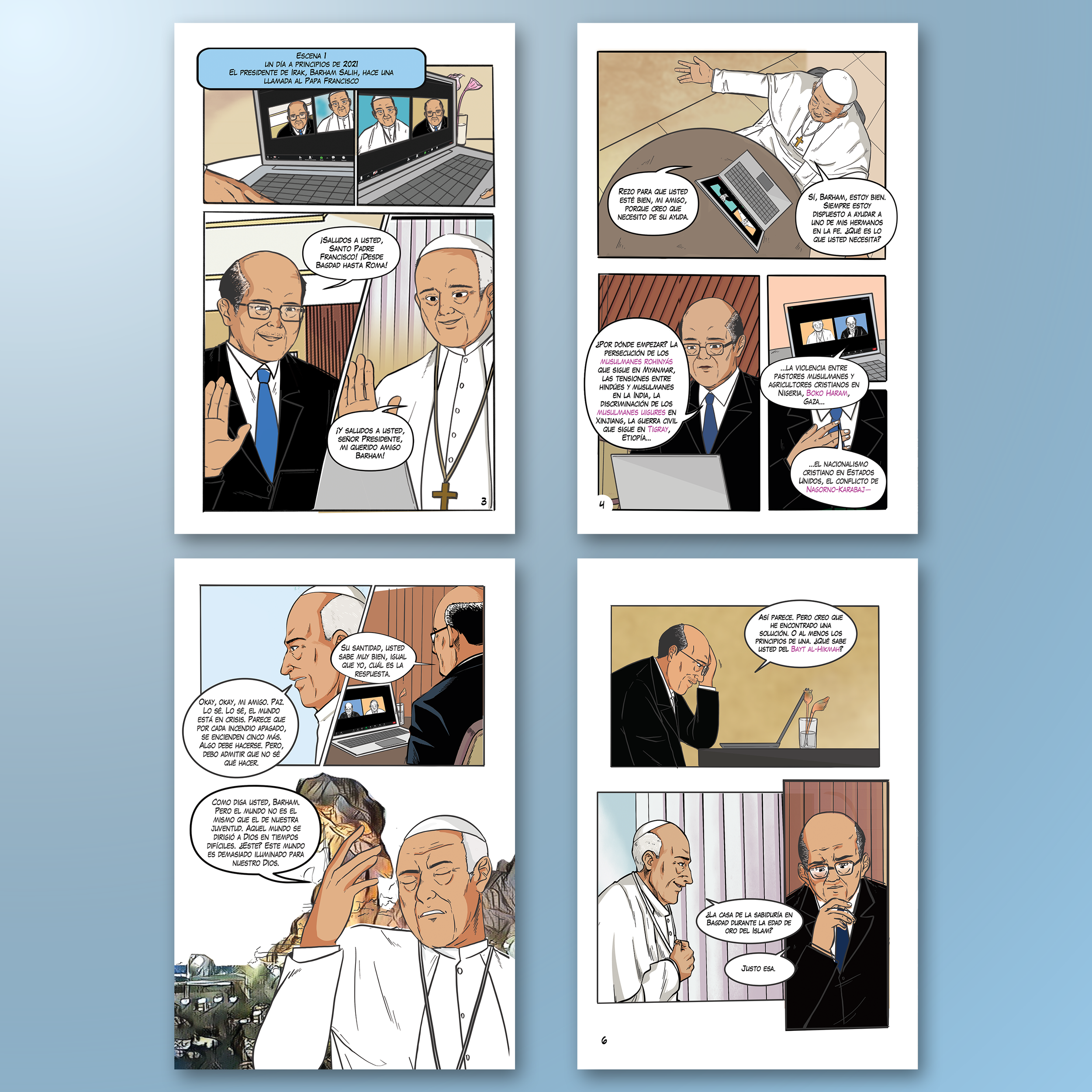 THE PEACEMAKERS (SPANISH EDITION). One of my first major projects at iPub, involving extensive production work on a large-scale title with complex illustrations. Responsibilities included repairing corrupted Photoshop files, correcting color anomalie