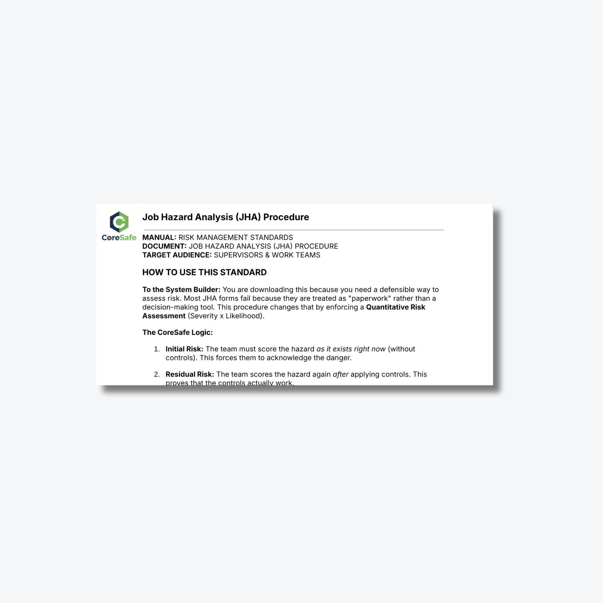 Job Hazard Analysis (JHA) SOP Template