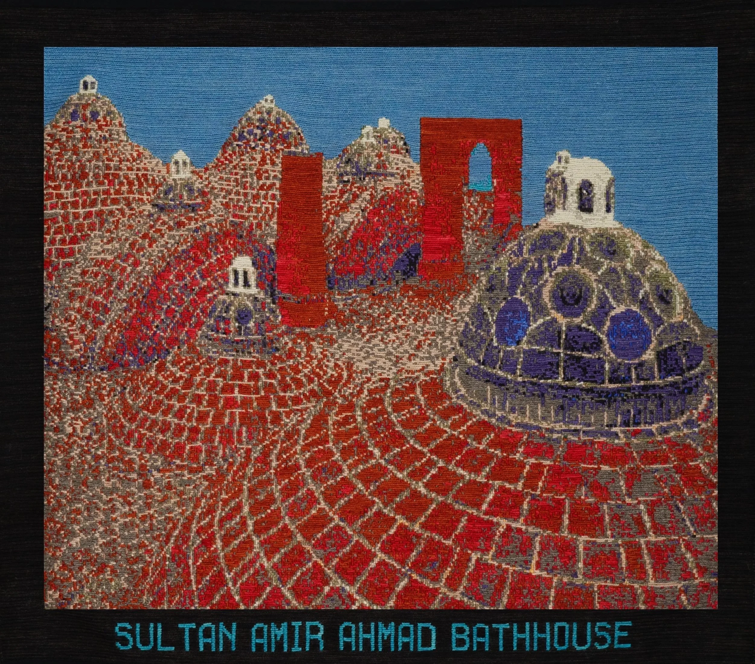 Bathhouse 2024, - Handwoven Tapestry, Wool, Tercel, Cotton,- 30" x 34.5" In
