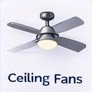 Illustration of ceiling fans with the text 'Ceiling Fans' below
