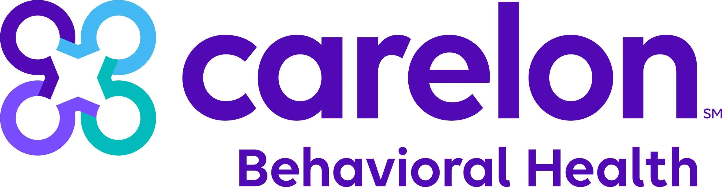 Logo for Carelon Behavioral Health with interconnected circles and the text 'carelon Behavioral Health' in purple.