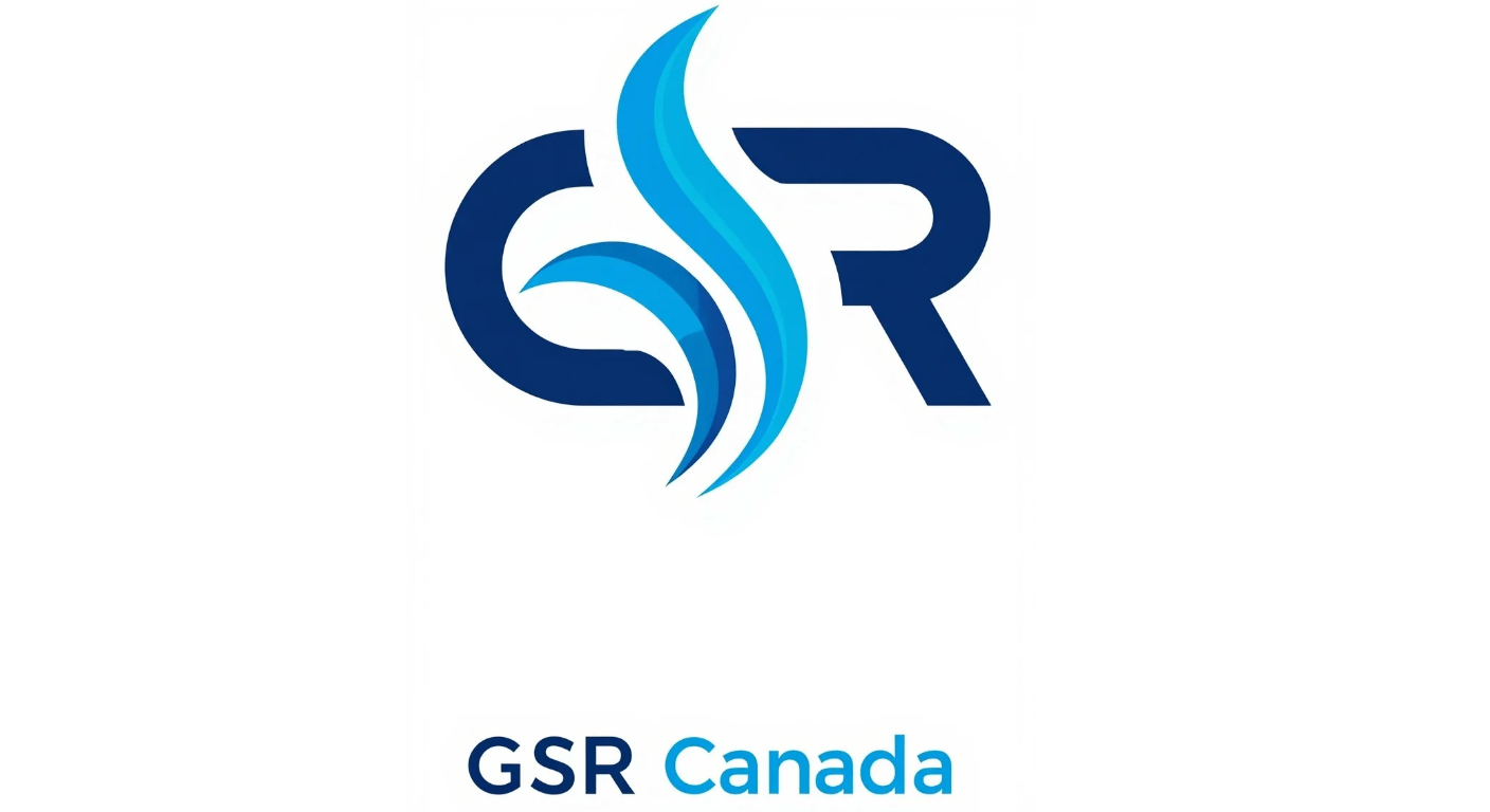 Logo for GSR Canada featuring stylized blue and light blue flames and the text "GSR Canada" underneath.
