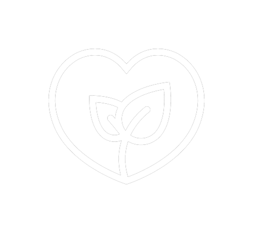 Black background with a white outline of a heart and two leaves inside.