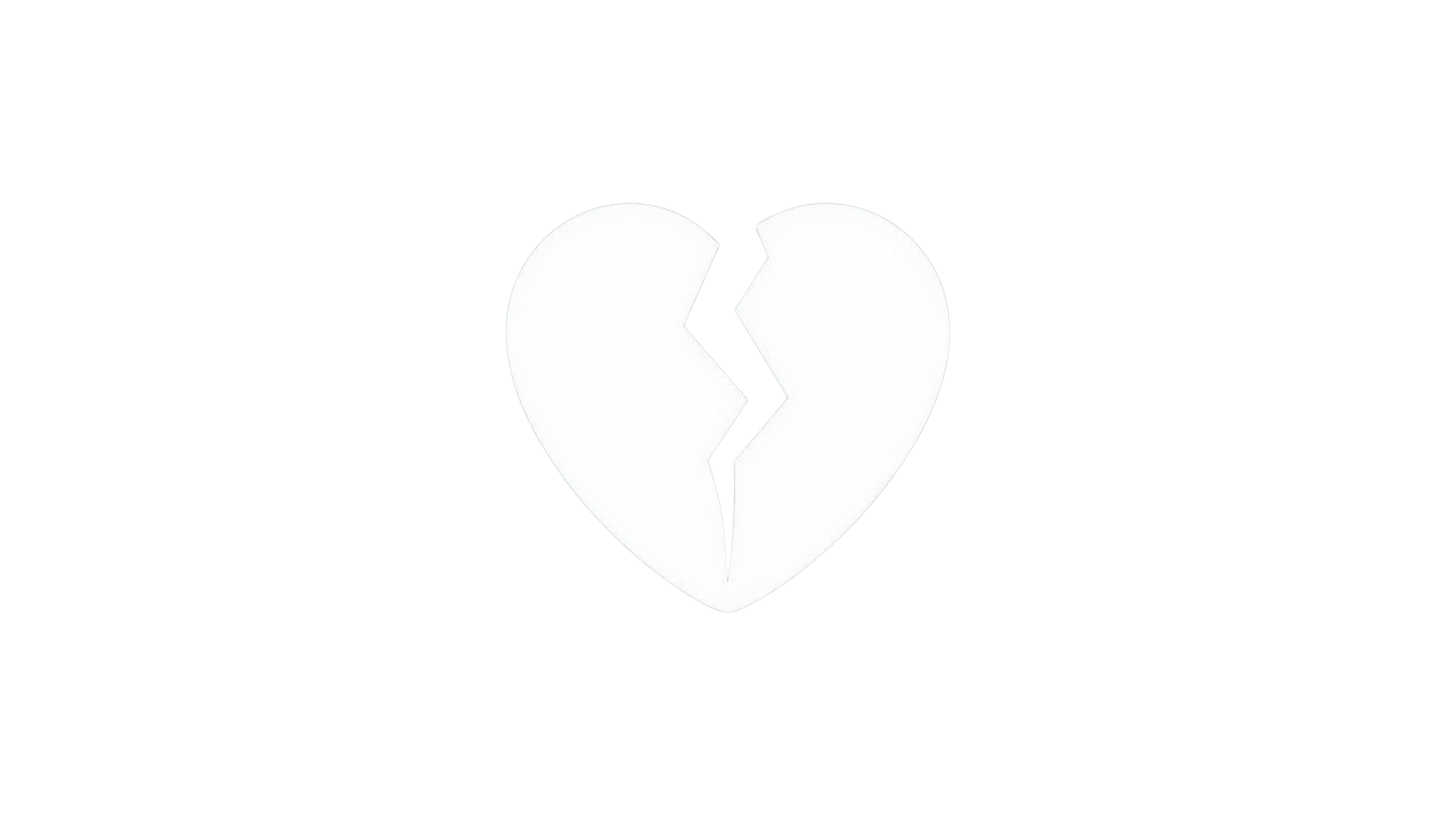 Black background with white broken heart symbol at center.
