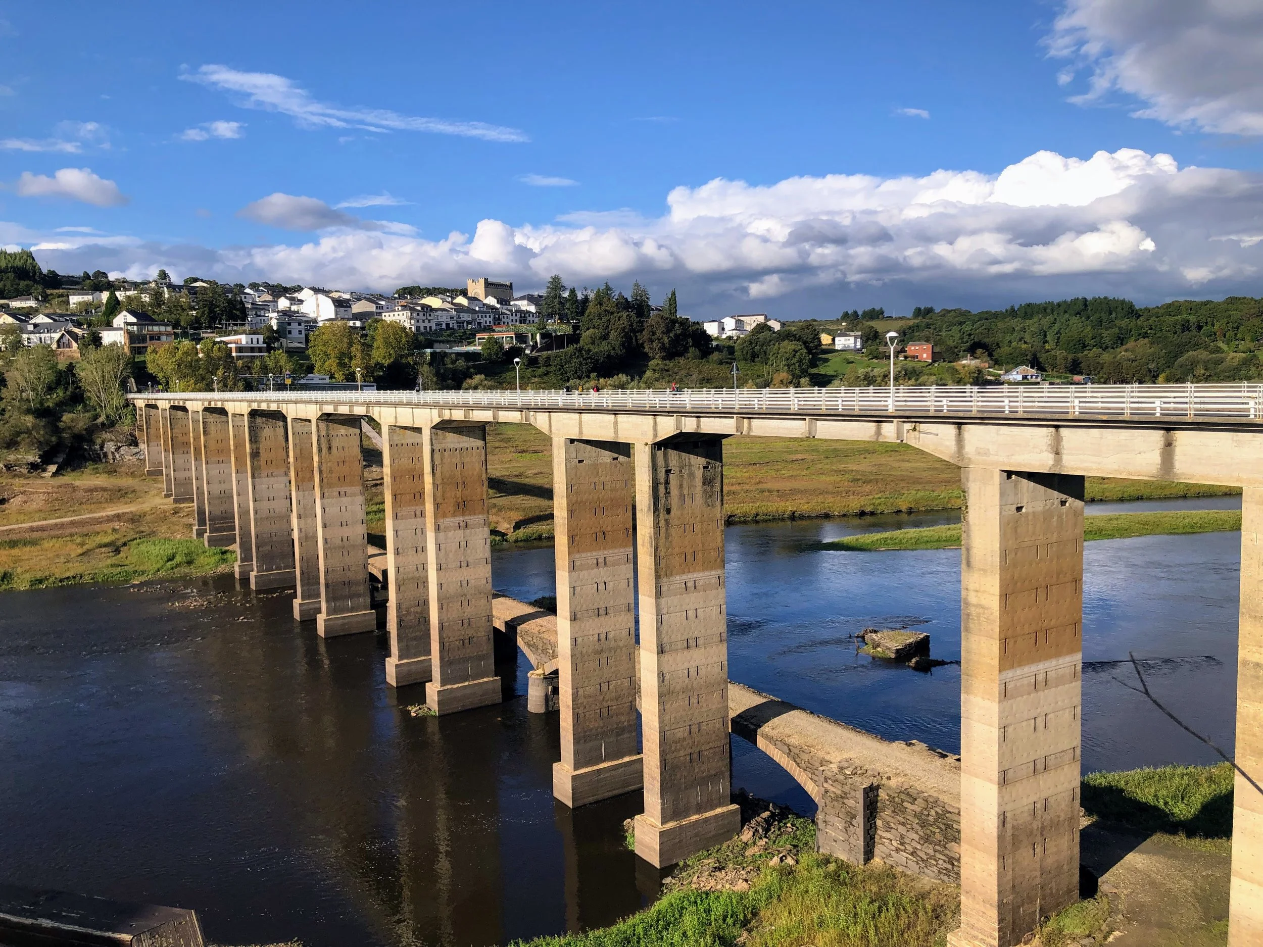 bridge over river to Portomarin town in Spain