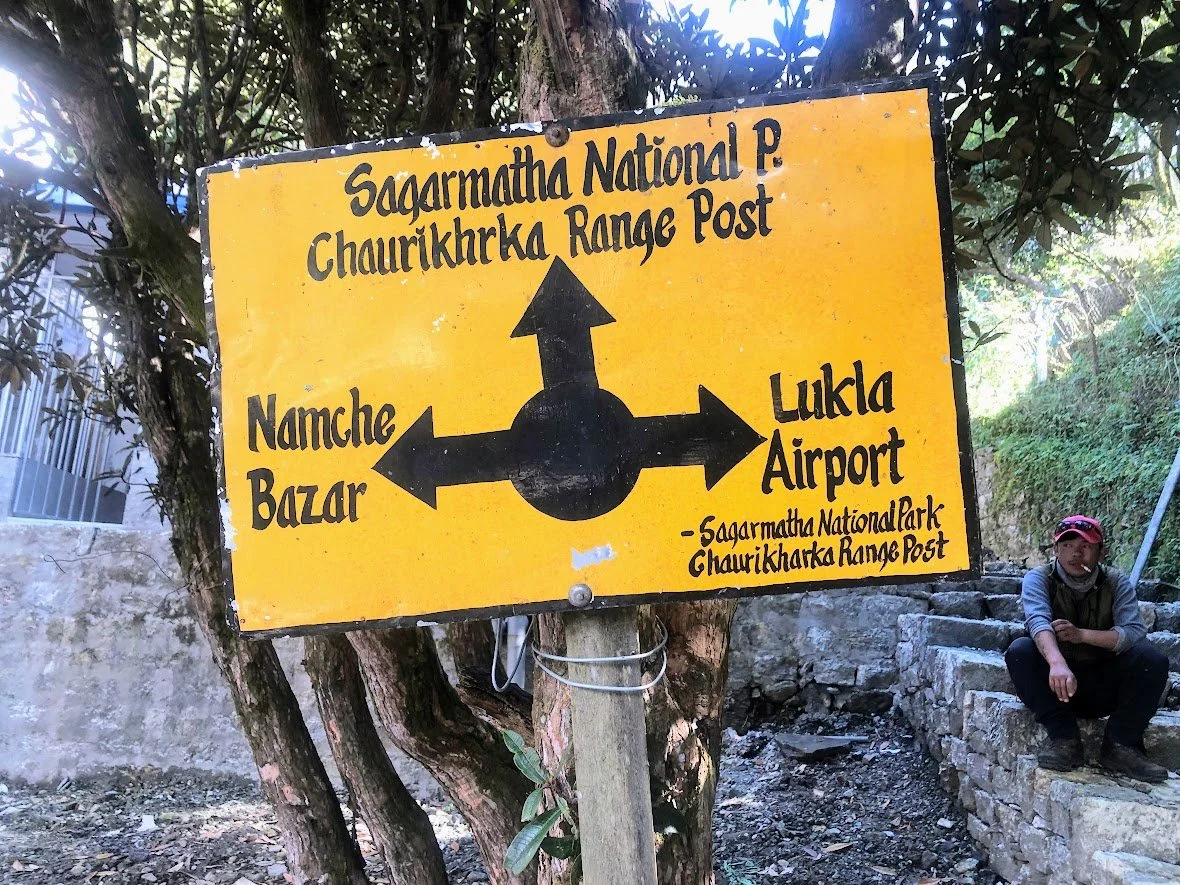trail sign near luckla nepal