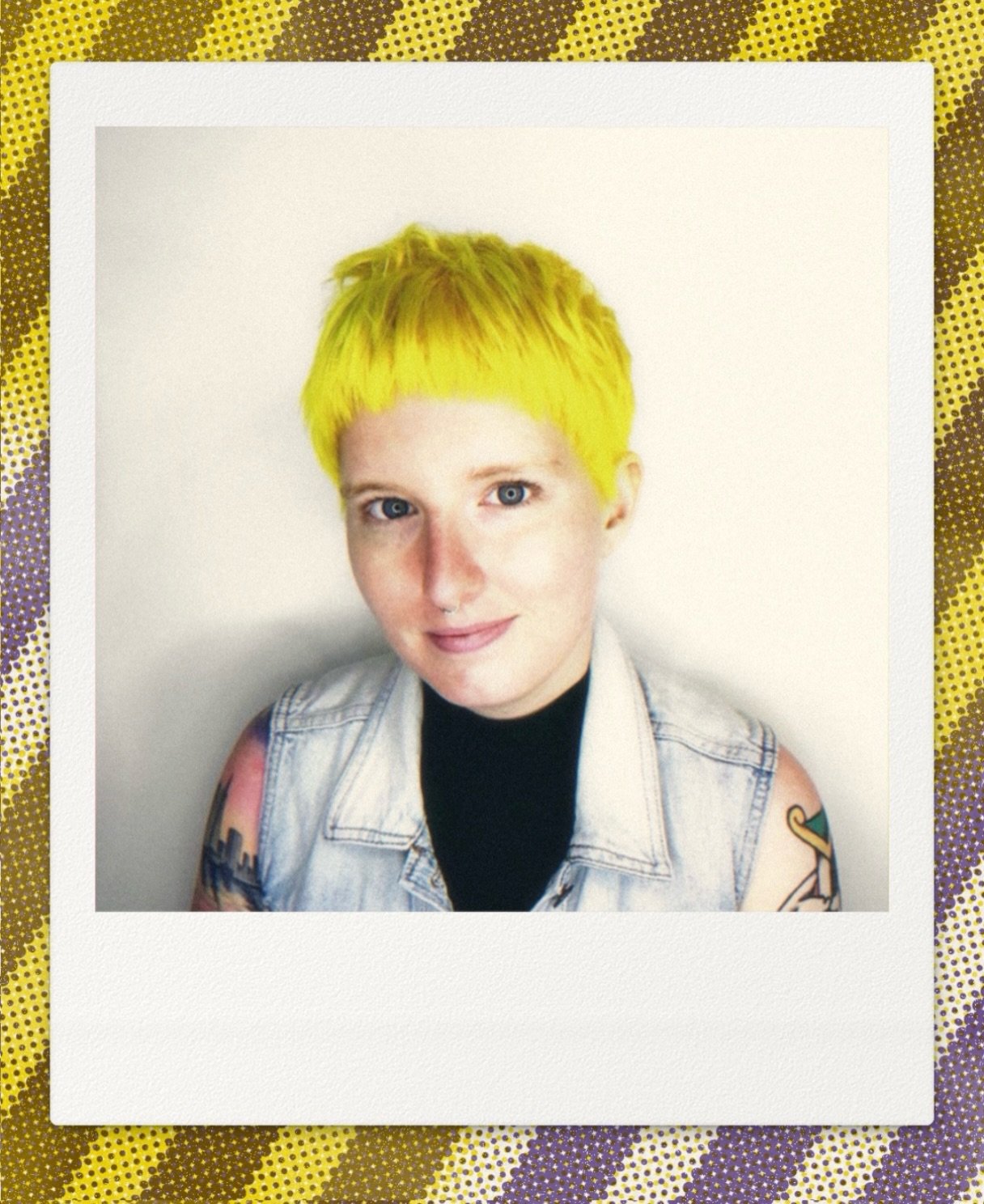 Textured pixie, neon yellow, done with non-toxic color and products. Who&rsquo;s next? 🌝