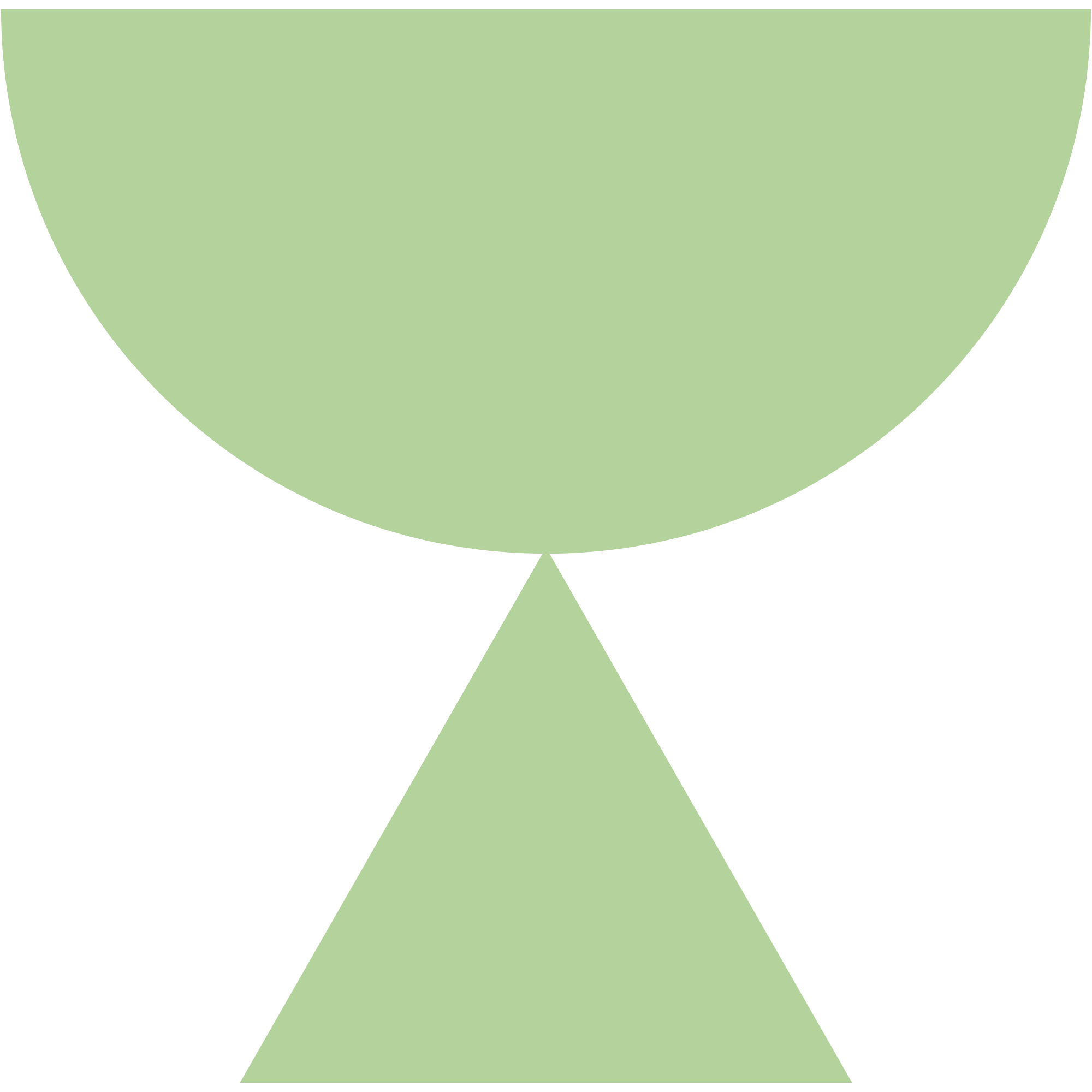 TrailGraze | An abstract illustration of a large green semi-circle above a smaller green triangle on a black background portraying a wine glass.