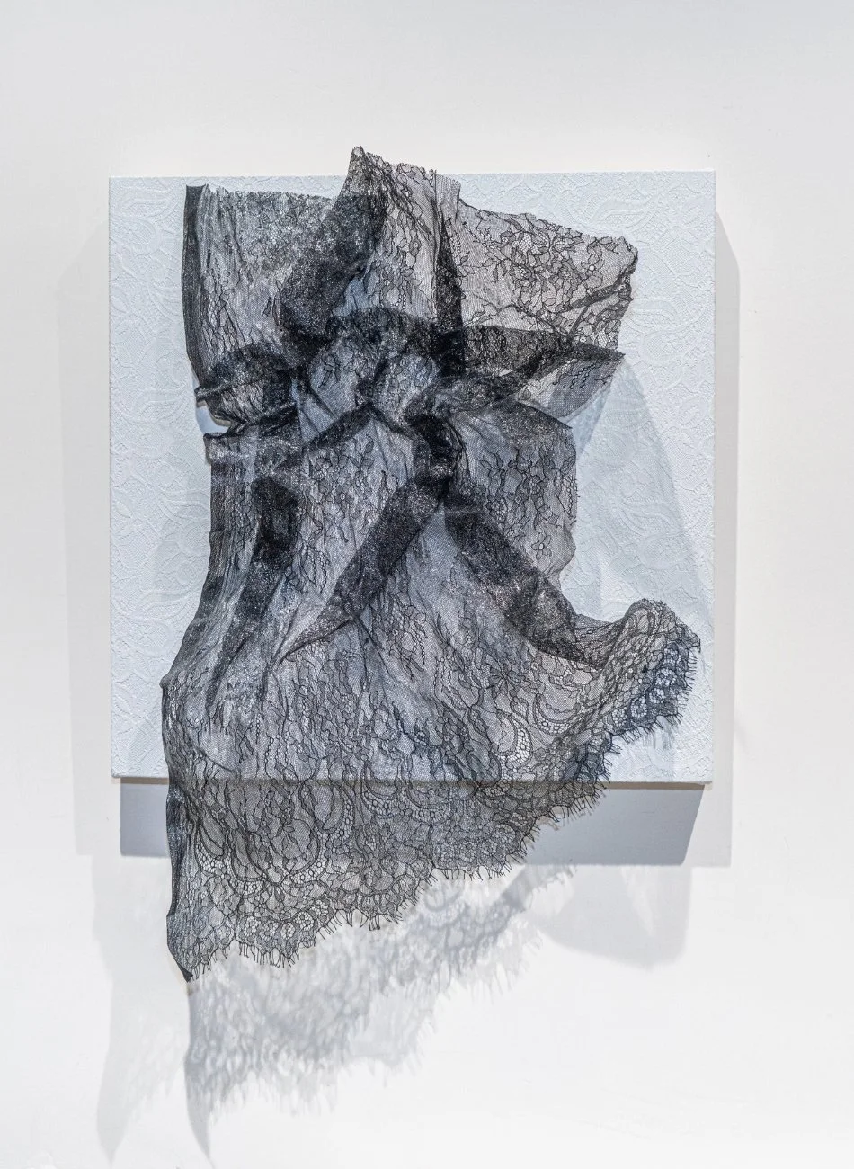 Hong Kong Express series, "Heroics" (蕾絲書法 – 俠)
hardened lace on lace canvas
70 x 50 x 20 cm
2025