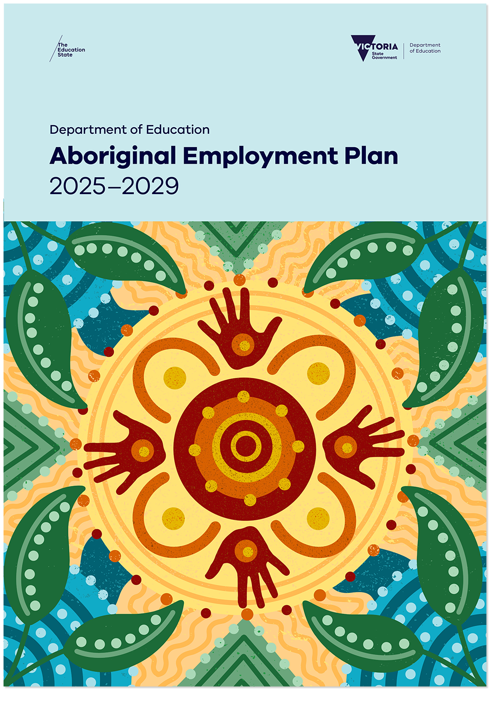 Cover page design of the Aboriginal Employment Plan 2025-2029 for the Victoria State Department of Education.