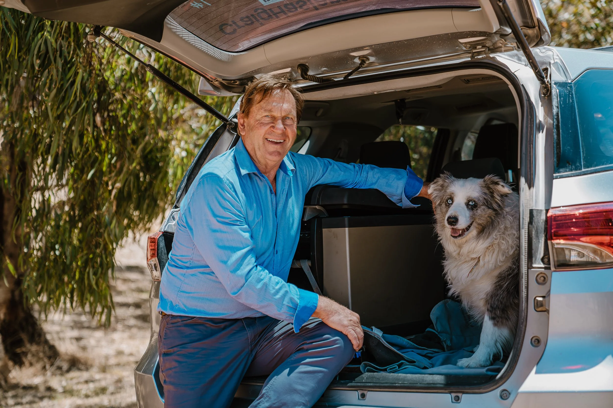 Hassie and Pebbles his dog hitting the road