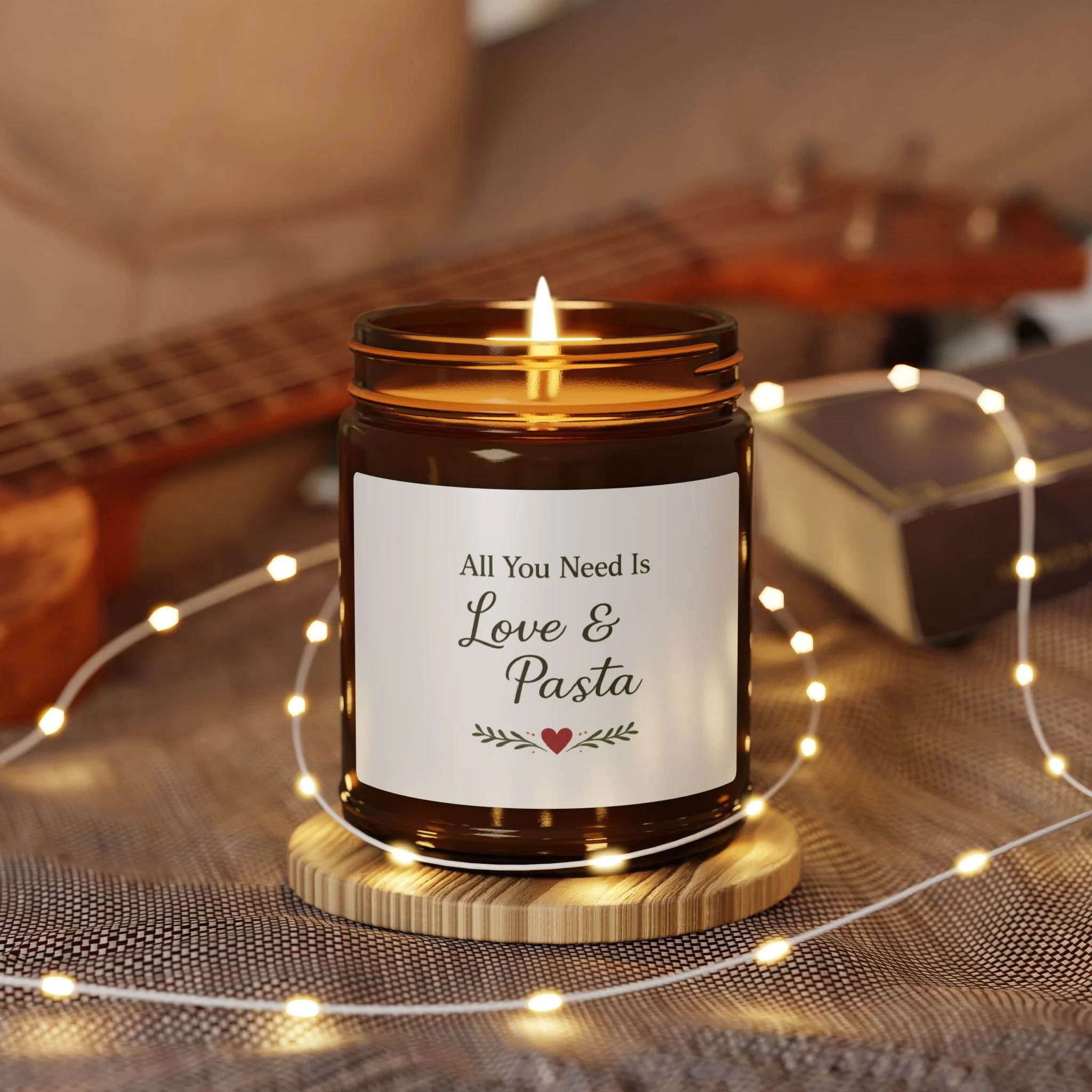 All You Need Is Love & Pasta Soy Candle – Italian Kitchen Amber Jar
