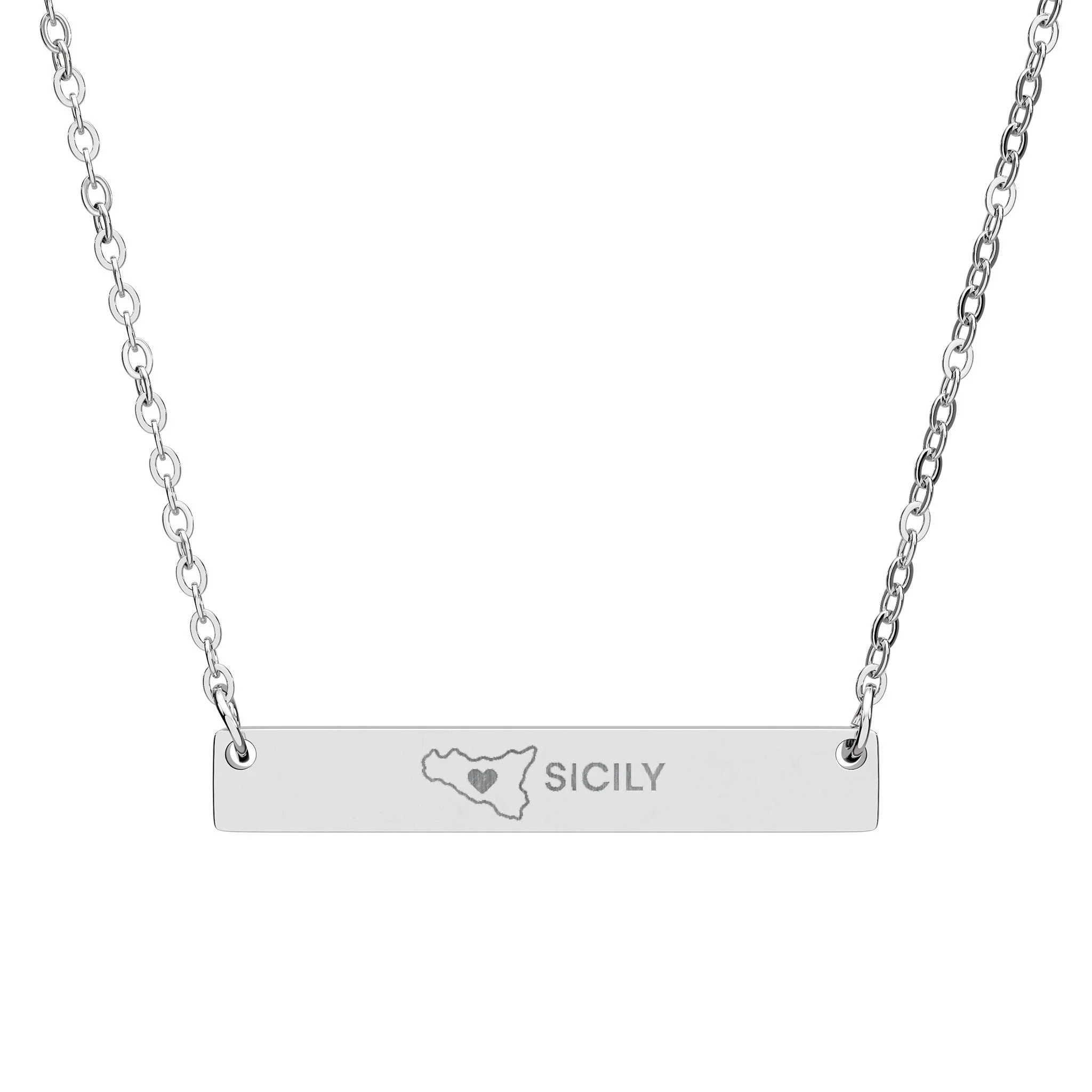 Engraved Sicily Bar Necklace – Italian American Heritage Jewelry