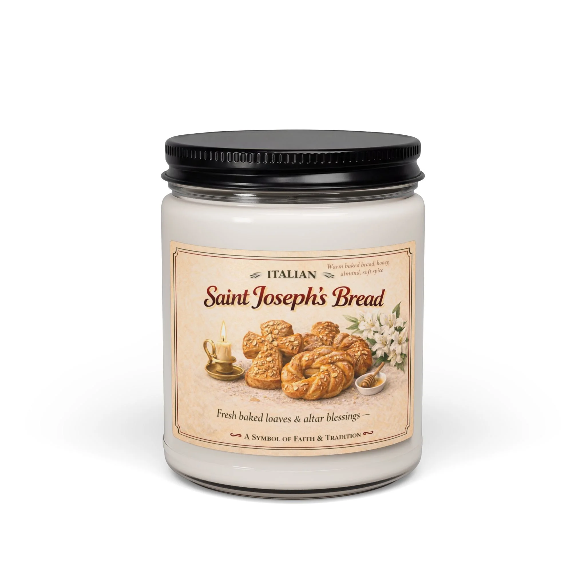 Saint Joseph's Bread 9oz Scented Soy Candle — Italian Bakery Aroma