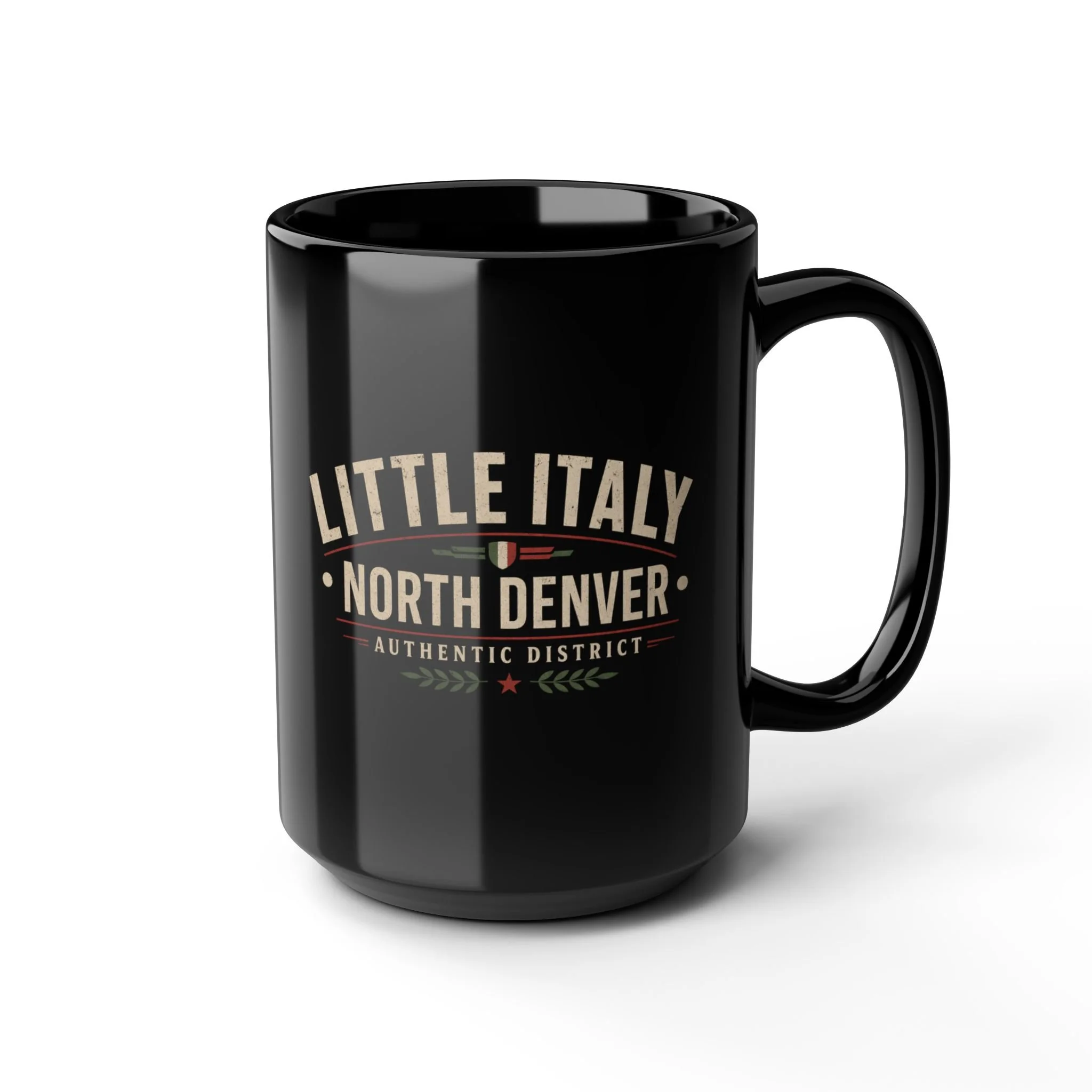 Little Italy North Denver Vintage Neighborhood Coffee Mug — 15oz Black