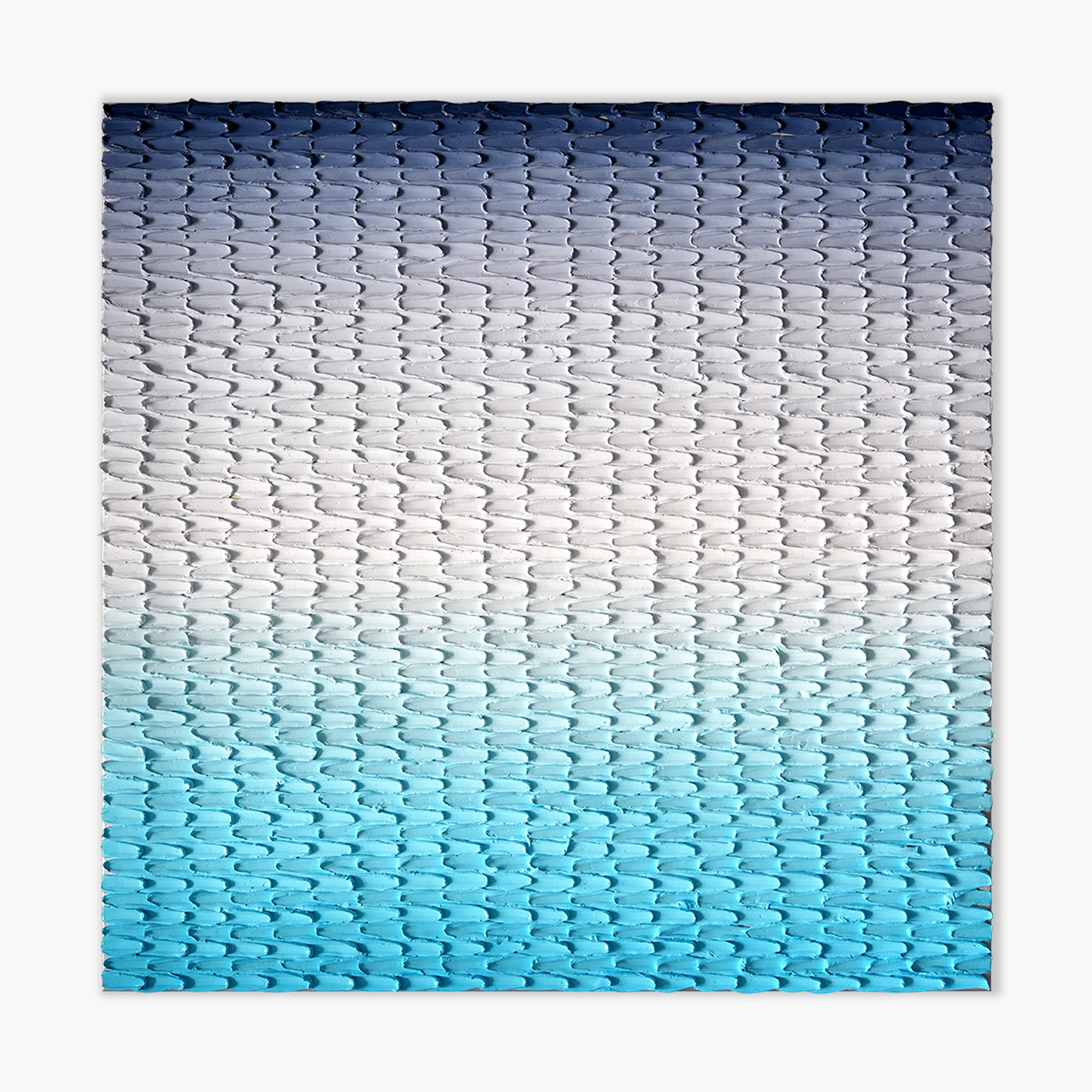 A square acrylic painting with horizontal ombre color gradient from dark gray at the top to blue at the bottom.