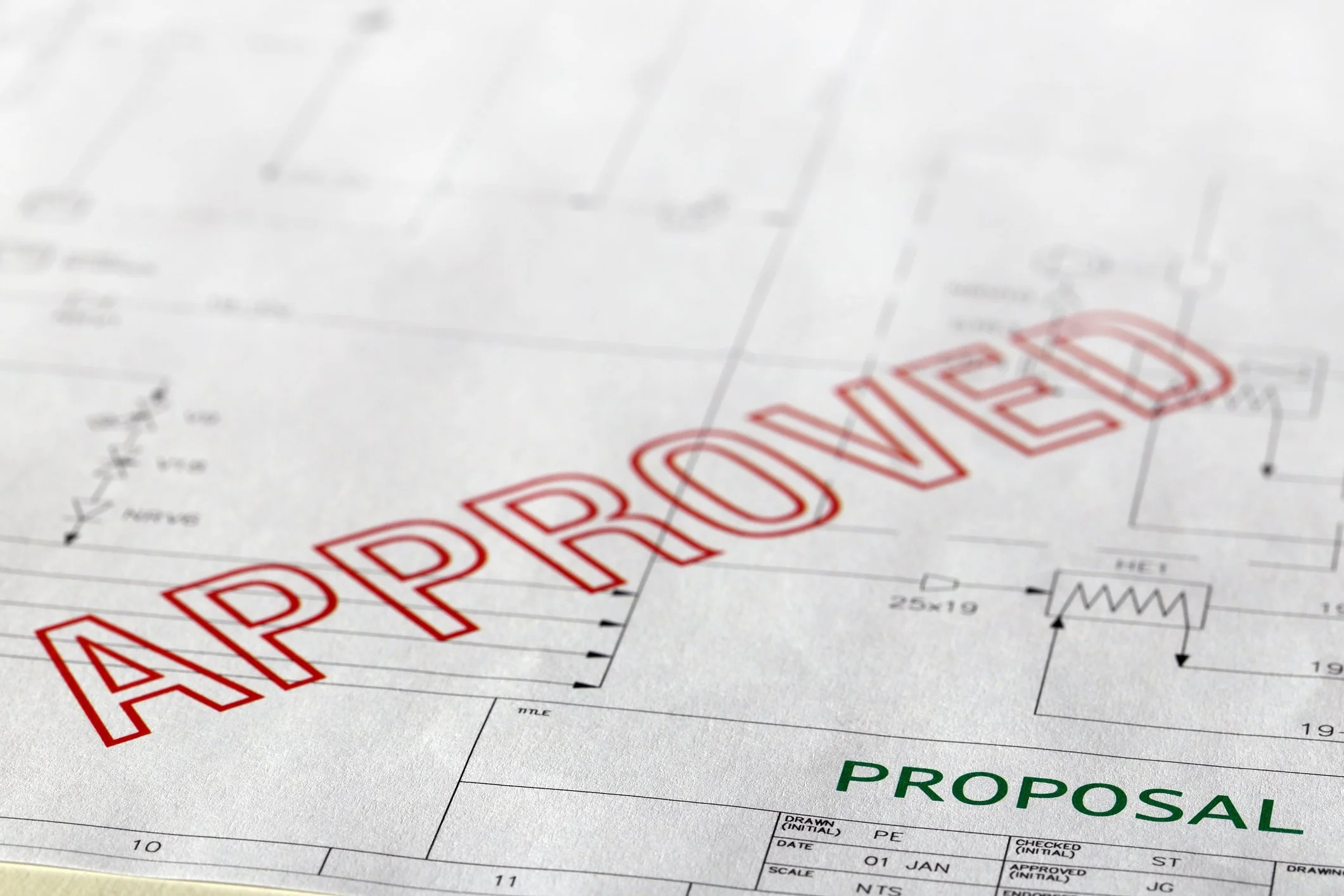 Approved stamp on construction plans