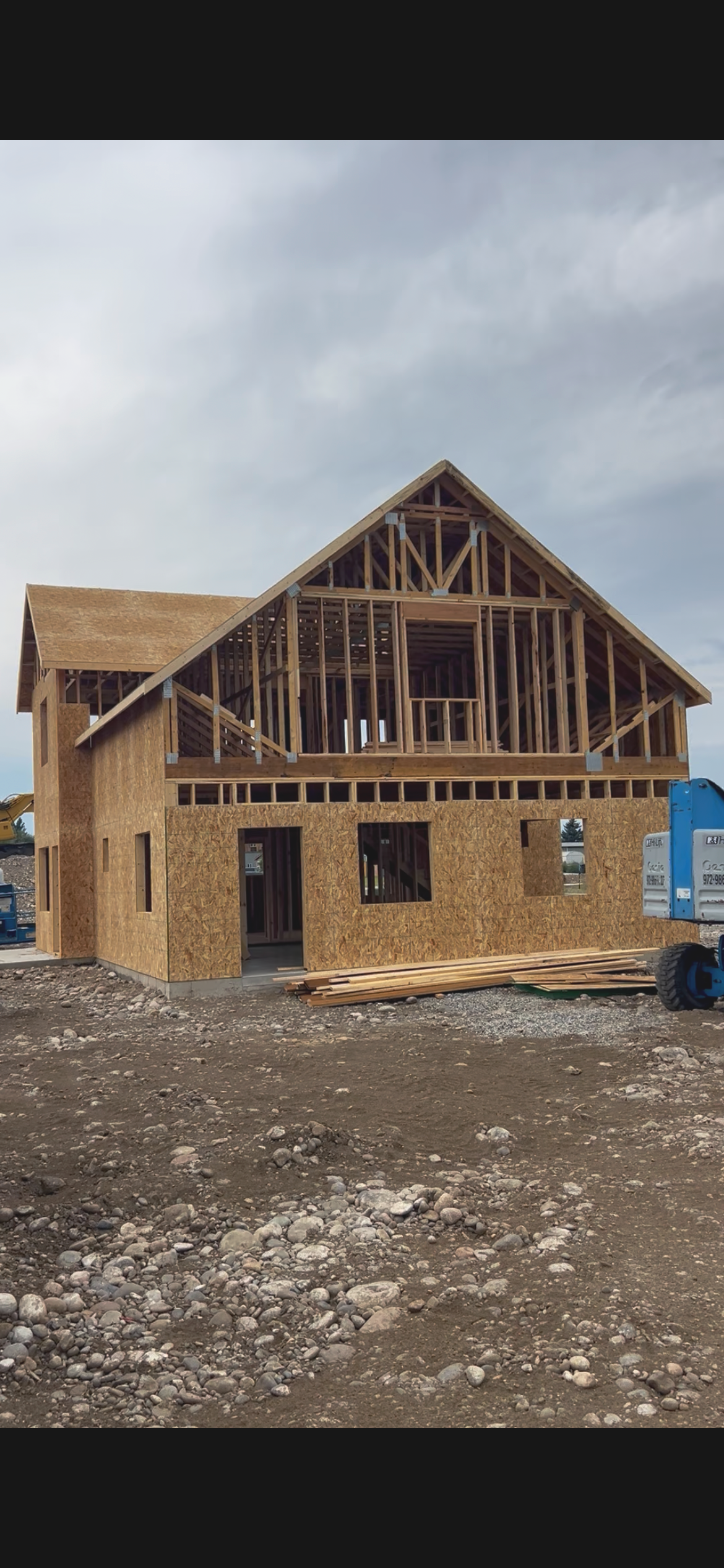 The framing of a whole house.