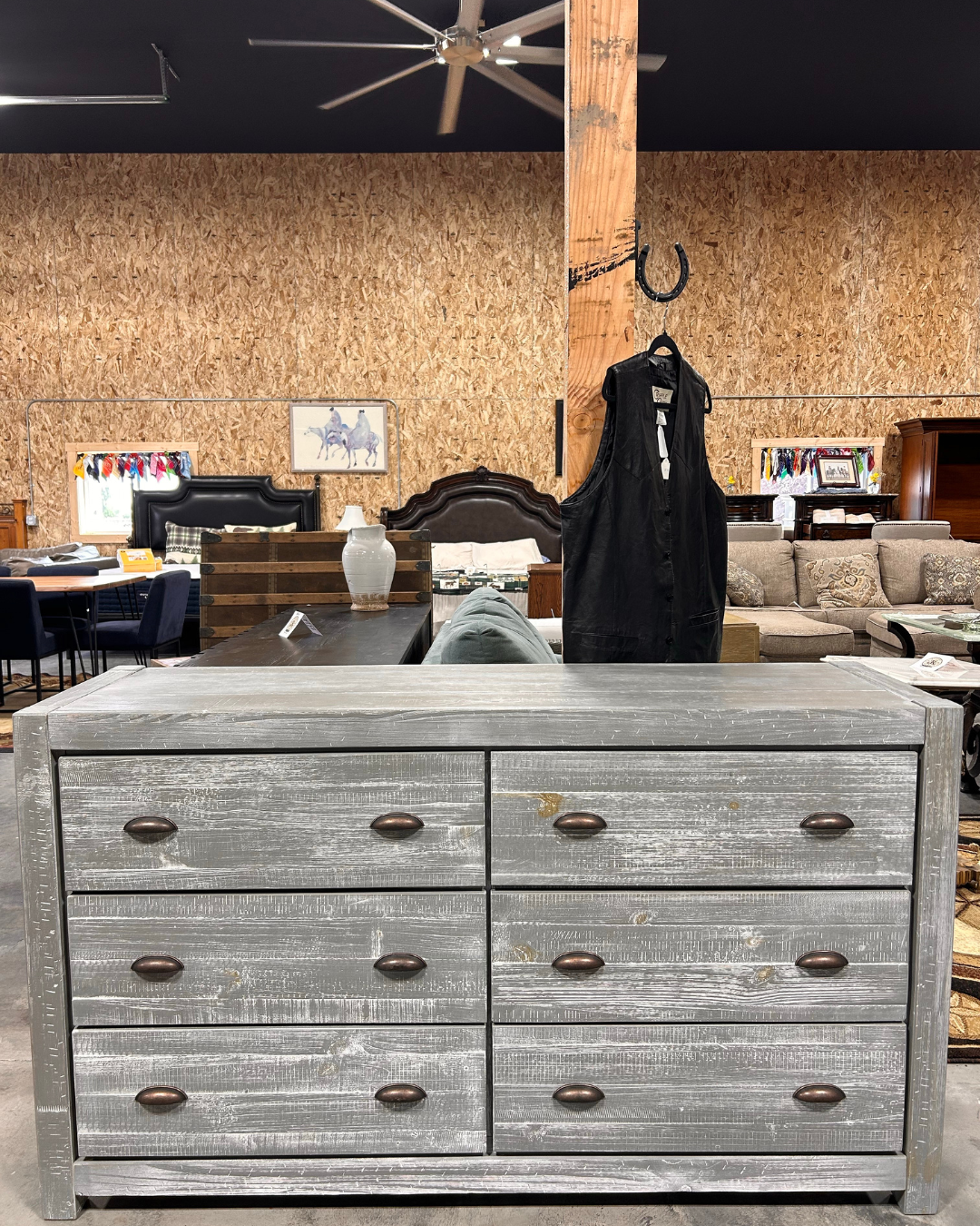 A gray dresser for sale at the ReStore ReServe.