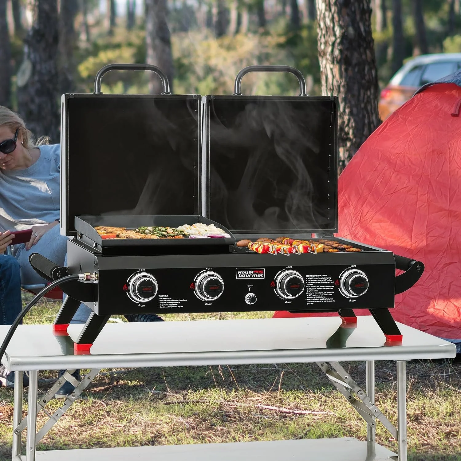 
Royal Gourmet 4 Burner Propane Gas Grill and Griddle Combo with Hood