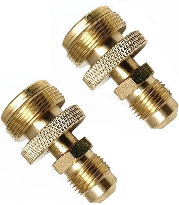 2 pcs Grill Stove 1lb Propane Tank Regulator Adapter Connection to 3/8" Male Flare