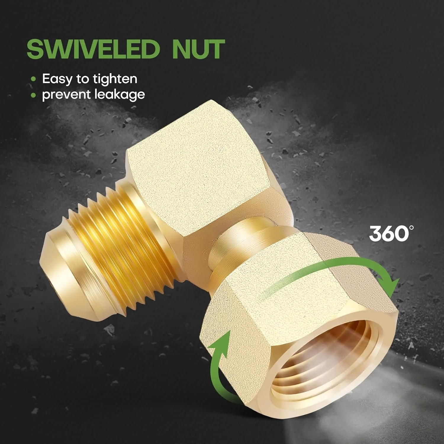 3/8" Flare Propane Gas Oil 90° Elbow Connector