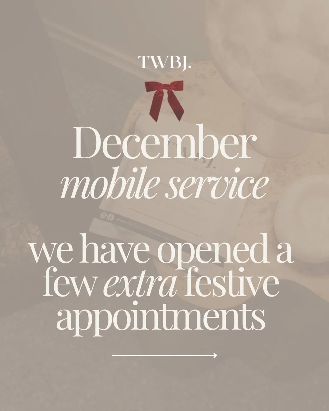 Run.. don&rsquo;t walk!! We&rsquo;ve just opened NEW Christmas prep appointments! 🎄✨

Swipe across &mdash; These spots always disappear fast, so if you want to be festive, fresh, and ready for the holidays, with your white TWBJ smile now&rsquo;s you