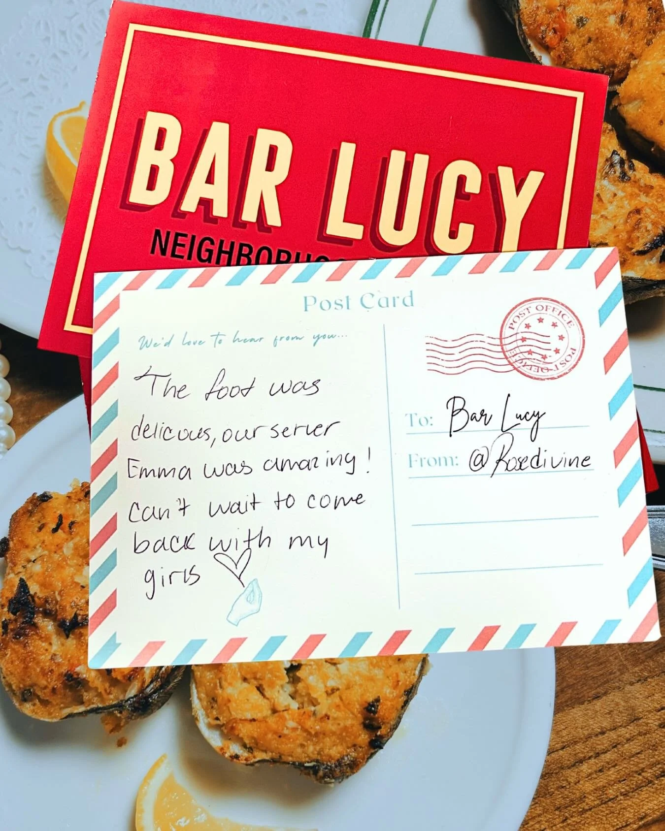 We love reading your postcards 💌 come hang with your girls &amp; enjoy Date Night- visit our website for reservations 🥂