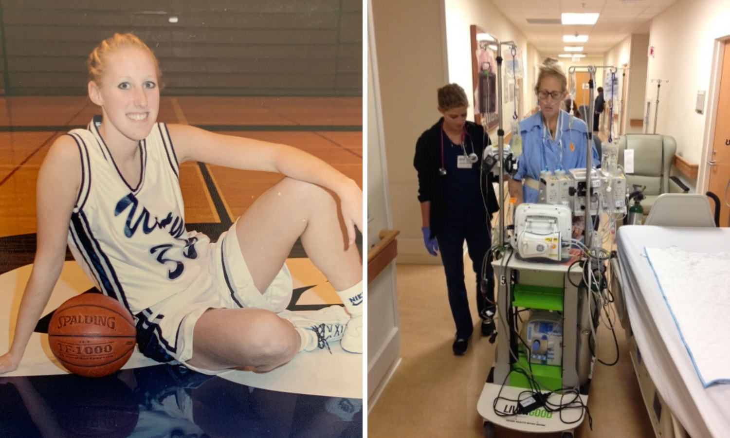 Kristin's basketball photo; Kristin following her second open-heart surgery at the University of Michigan Hospital
