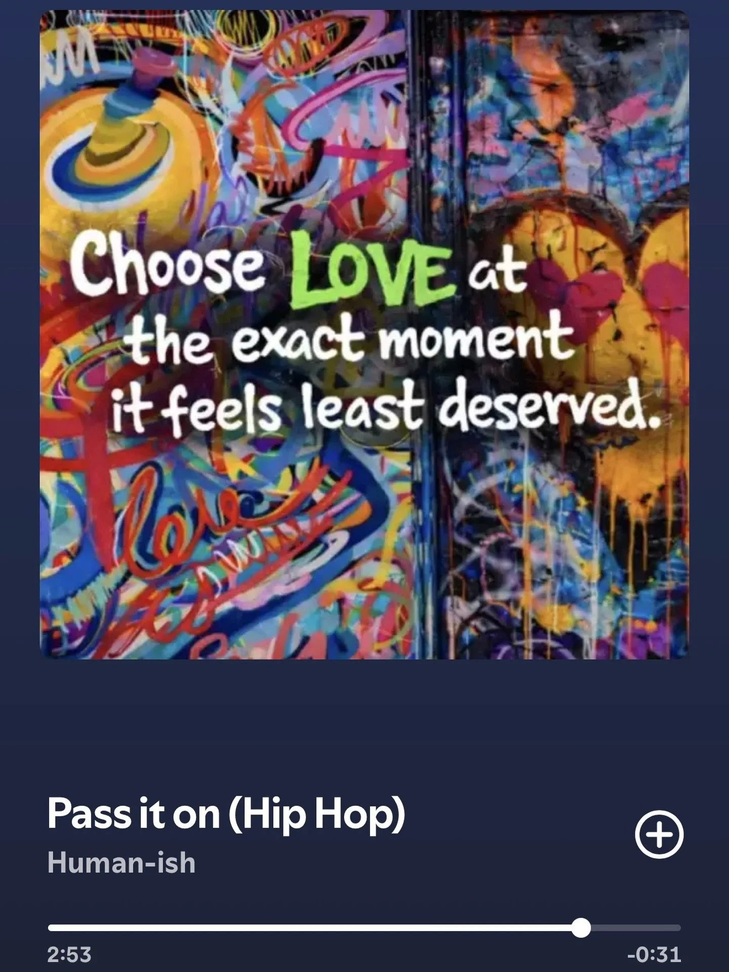 Pass it On (hip hop version)
🎤 Human-ish 
🎵 Spotify link in bio 

&ldquo;96 billion chances a day&hellip;.To heal a heart or push away&rdquo;