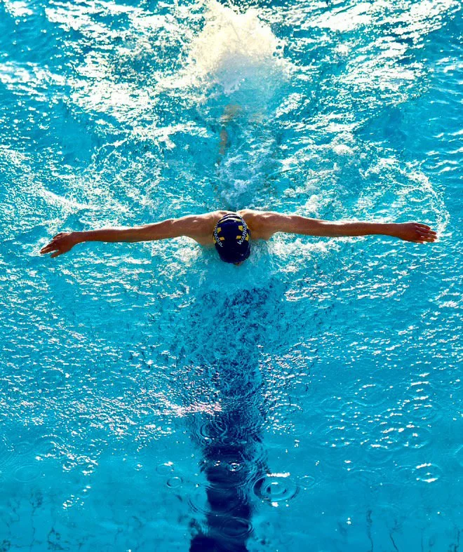 A Warragul Swimming Club performance squad swimmer doing butterfly