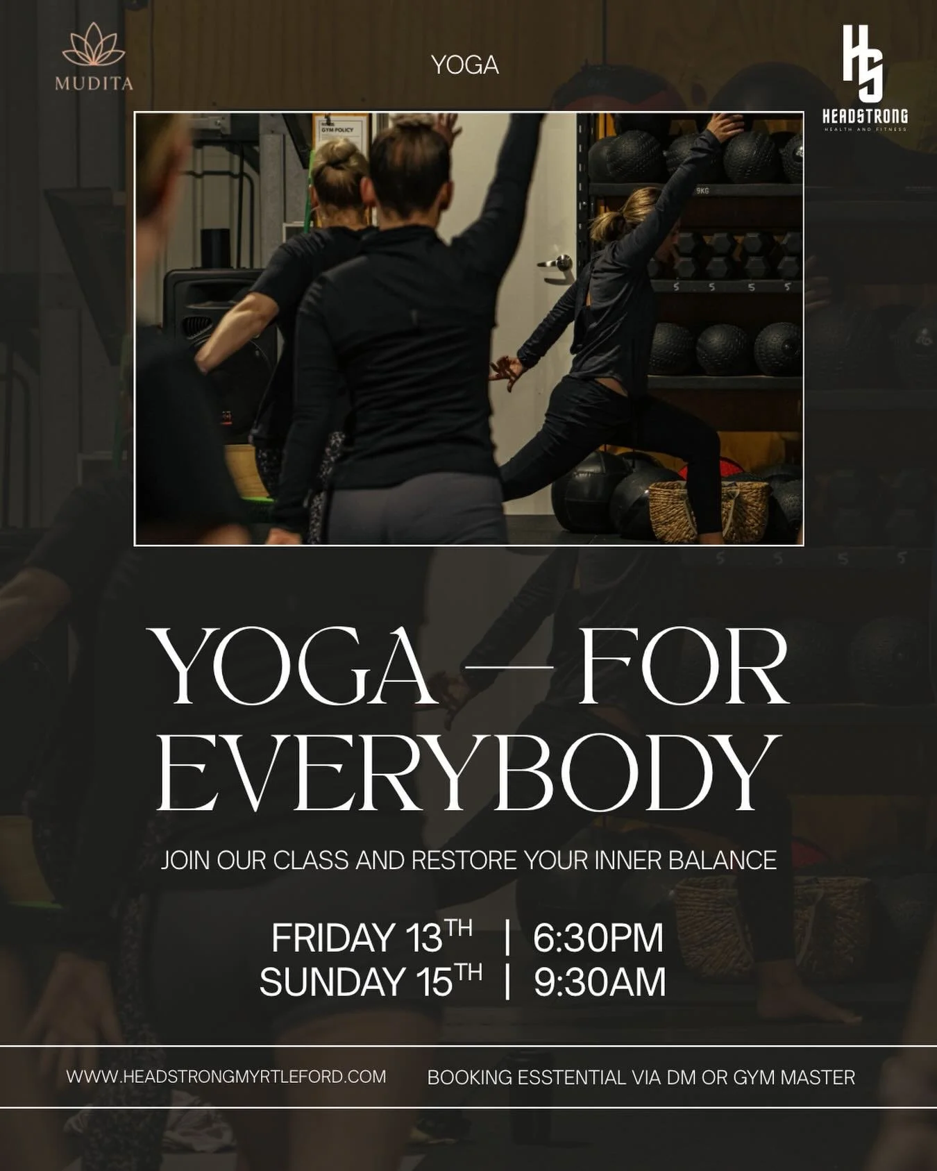 ✨ Yoga is back ✨

We&rsquo;ve locked in two February dates and we couldn&rsquo;t be happier to say&hellip; Dom is back💛 @mudita.yoga.space 
Friday 13th &ndash; 6:30pm
Sunday 15th &ndash; 9:30am

Come reset, slow down and find some calm. We&rsquo;ve 