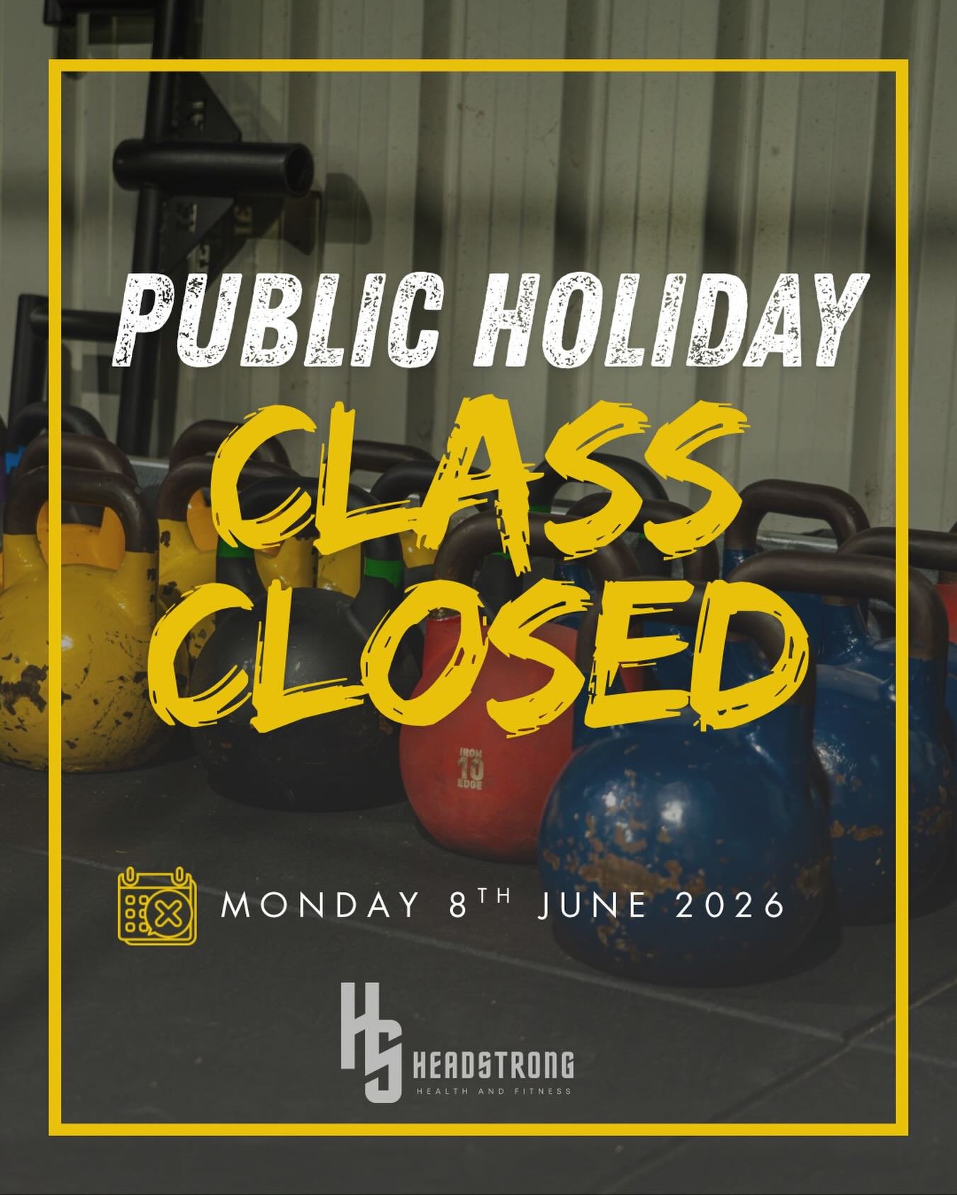 📢 PUBLIC HOLIDAY REMINDER 📢
Just a reminder that there will be no classes running on Monday due to the public holiday.
✅ Gym access remains open as normal for all members.

We&rsquo;ll be back into it on Tuesday morning with our 6:00am Sweat class.