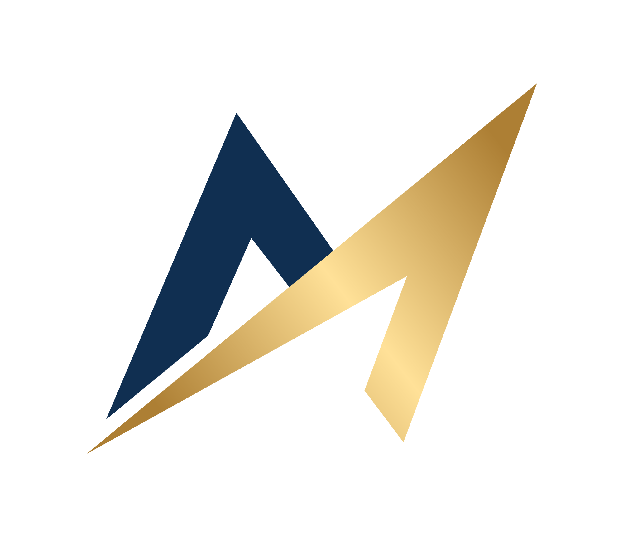 Stylized letter 'A' logo with dark blue and gold colors, sharp angles, and a modern design.