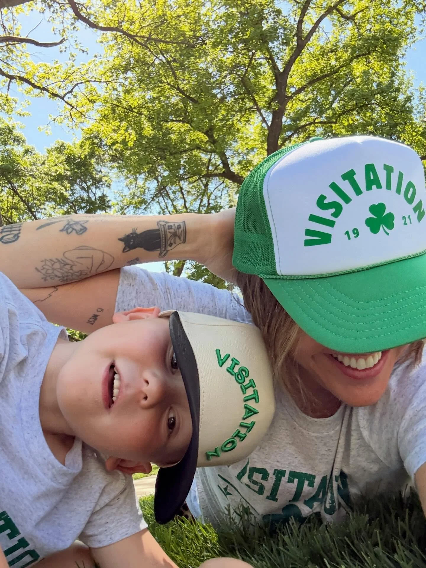 Visitation hats are now for sale and benefit the @visitationpto ☘️