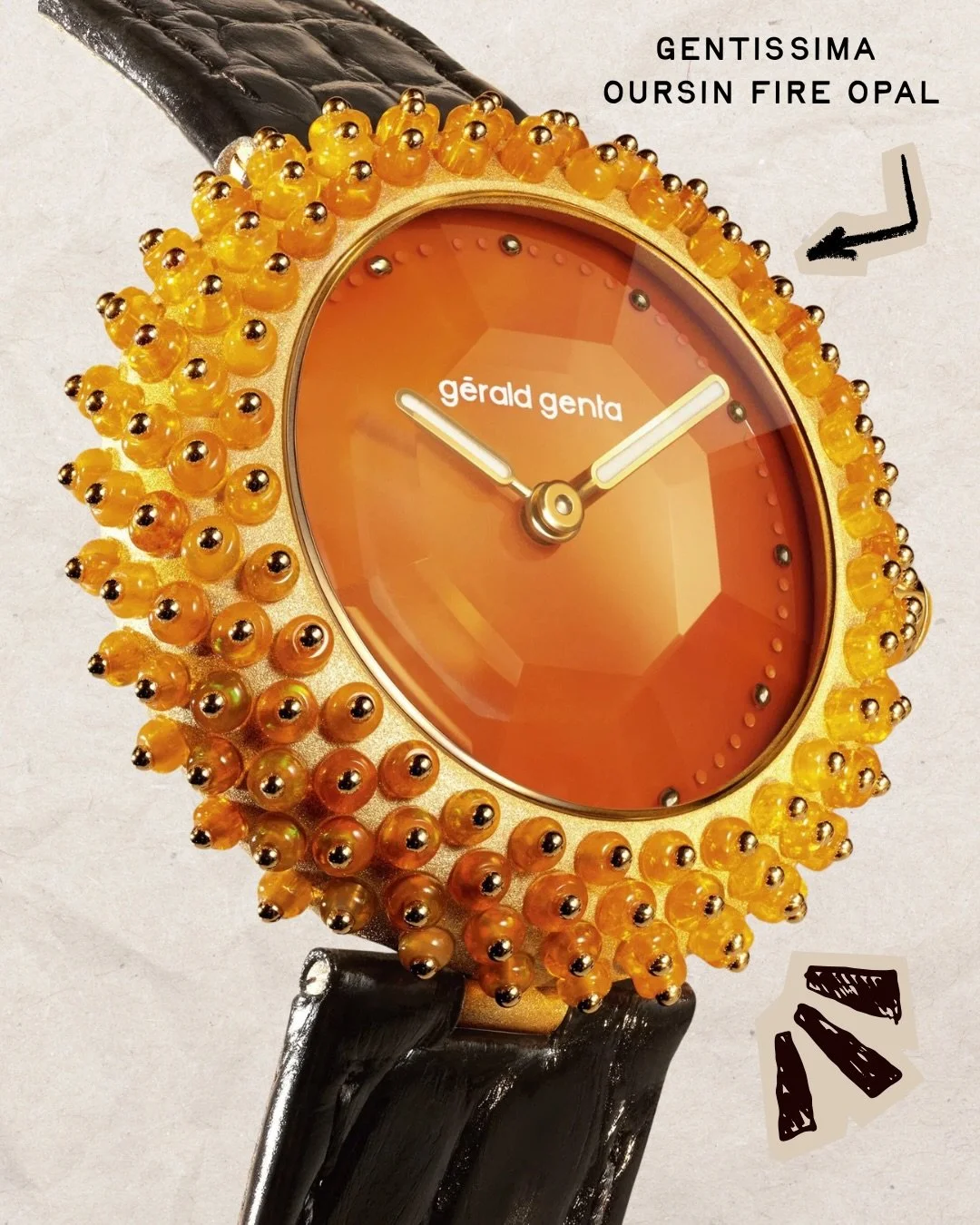 She glitters, she wins, she runs on gold. 💁&zwj;♀️✨ 

The G&eacute;rald Genta Gentissima Oursin Fire Opal doesn&rsquo;t just sparkle; it conquers. Winner of the 2025 @gphg_official Ladies&rsquo; Watch Prize and driven by the refined automatic GG-005