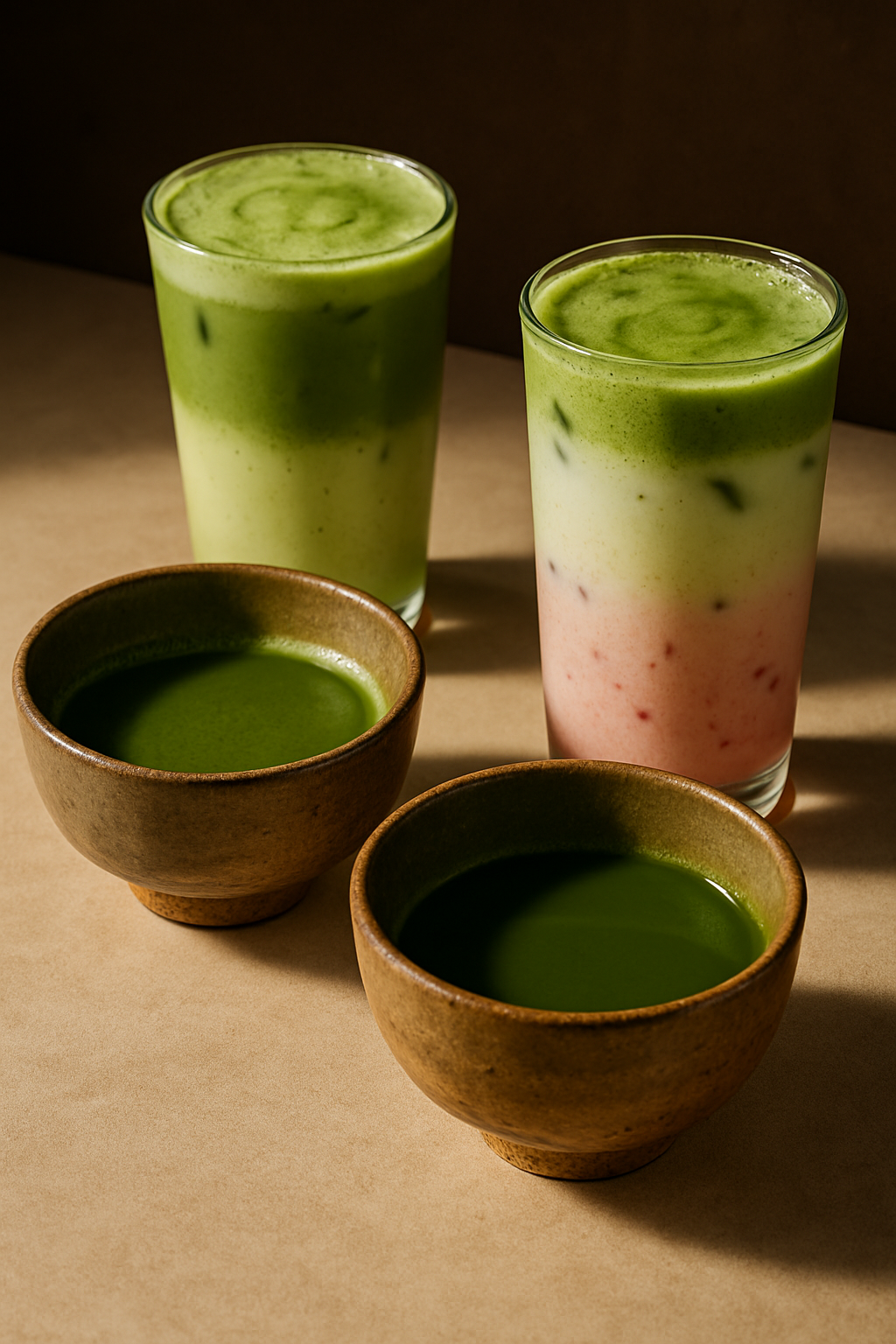 Matcha can be used to create a wide range of drinks — from traditional usucha and koicha to matcha lattes, iced matcha, and fruit-layered blends. Its smooth flavour and vibrant colour make it perfect for both classic and modern matcha recipes.
