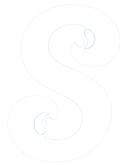 Stylized white letter 'S' on a black background