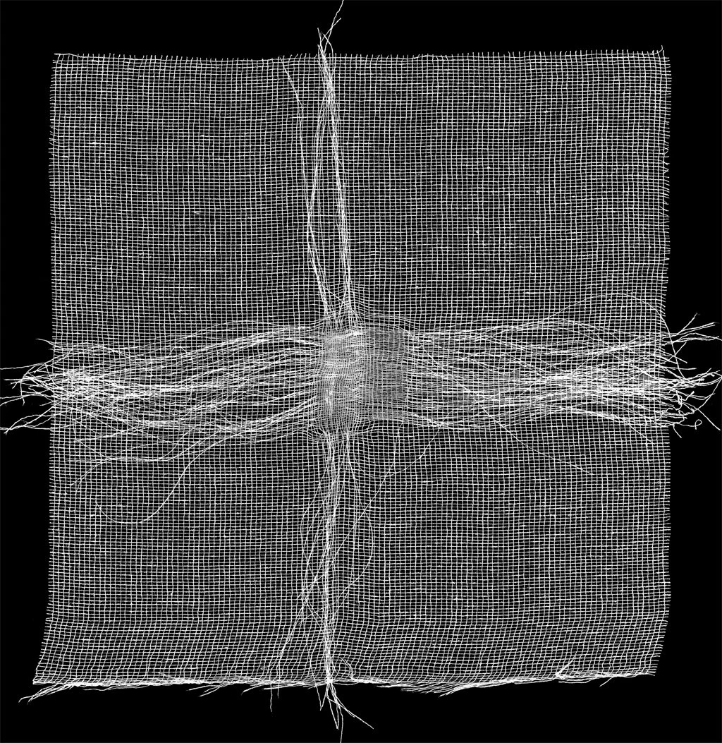 White neural network or brain scan visualization on a black background, resembling a complex web of interconnected lines and nodes.