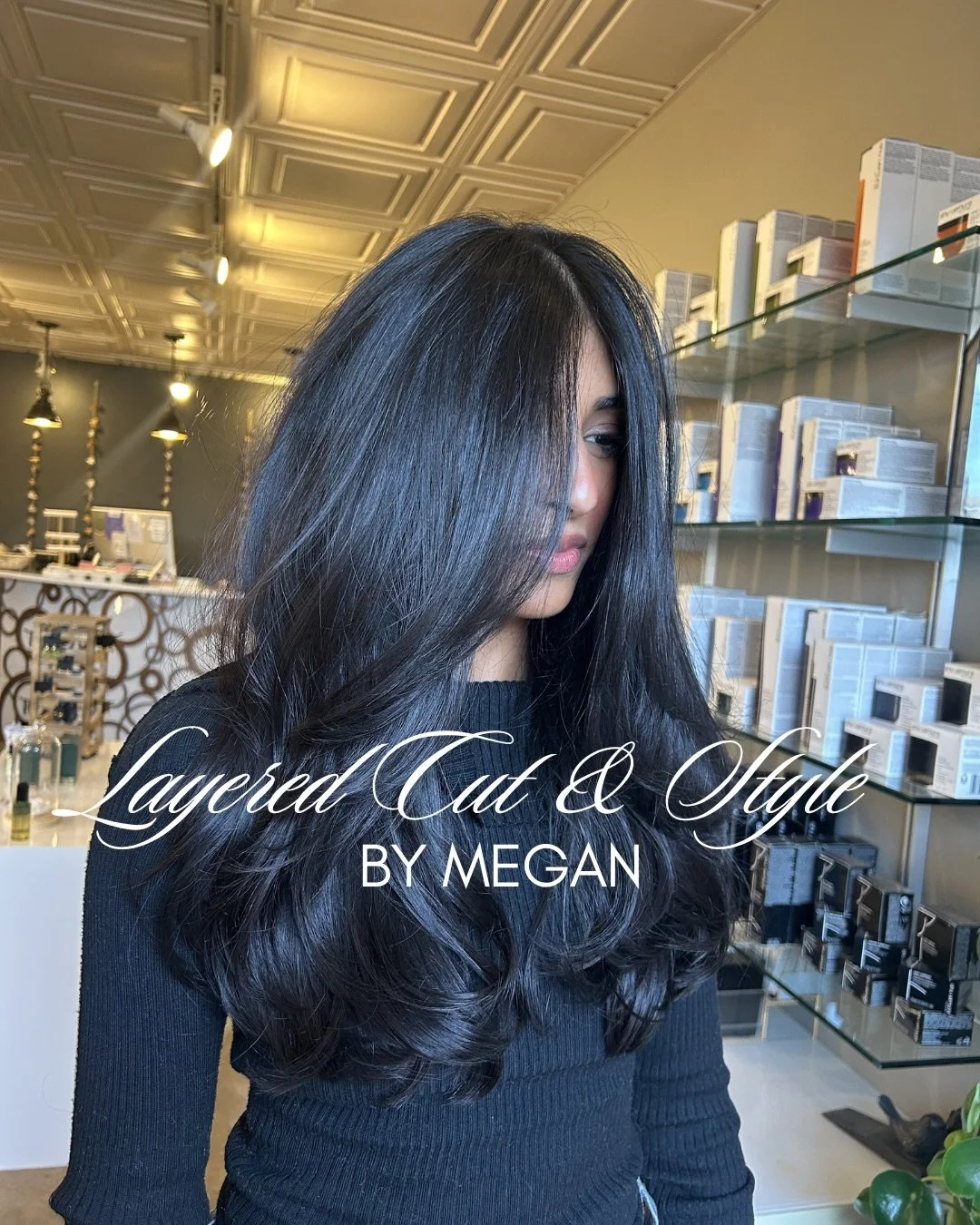 Megan gave these gorgeous dark locks a fresh layered cut and the ultimate bouncy blowout. If you&rsquo;re looking to add movement, body, and serious shine to your hair, long layers are the way to go! Ready for that fresh-out-of-the-salon feeling? 💇&