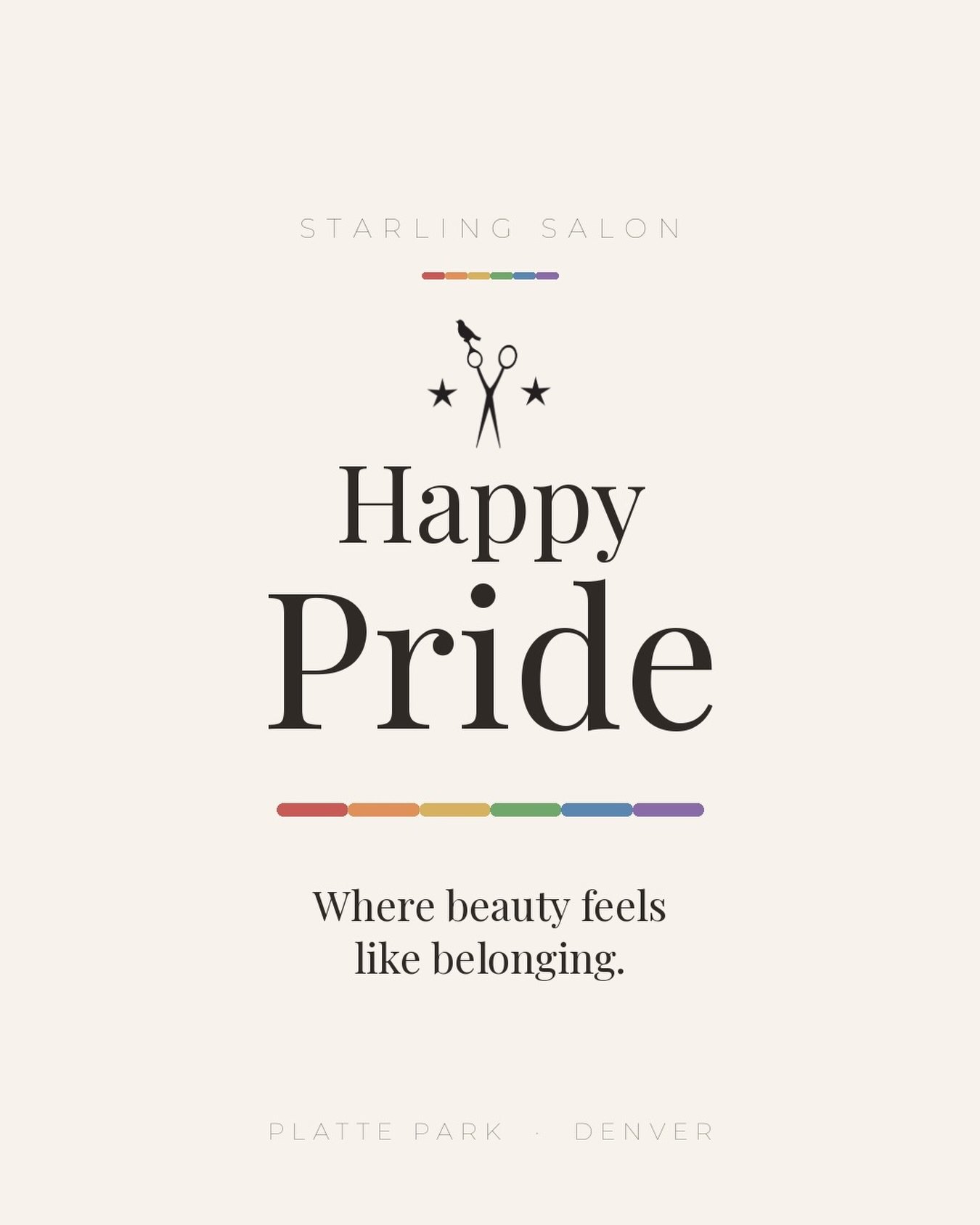 The chair has always been for everyone, and this month we get to say it a little louder. Happy Pride from all of us at Starling.

We built this salon on the belief that beauty should feel warm and human, which means every guest who sits down in our P
