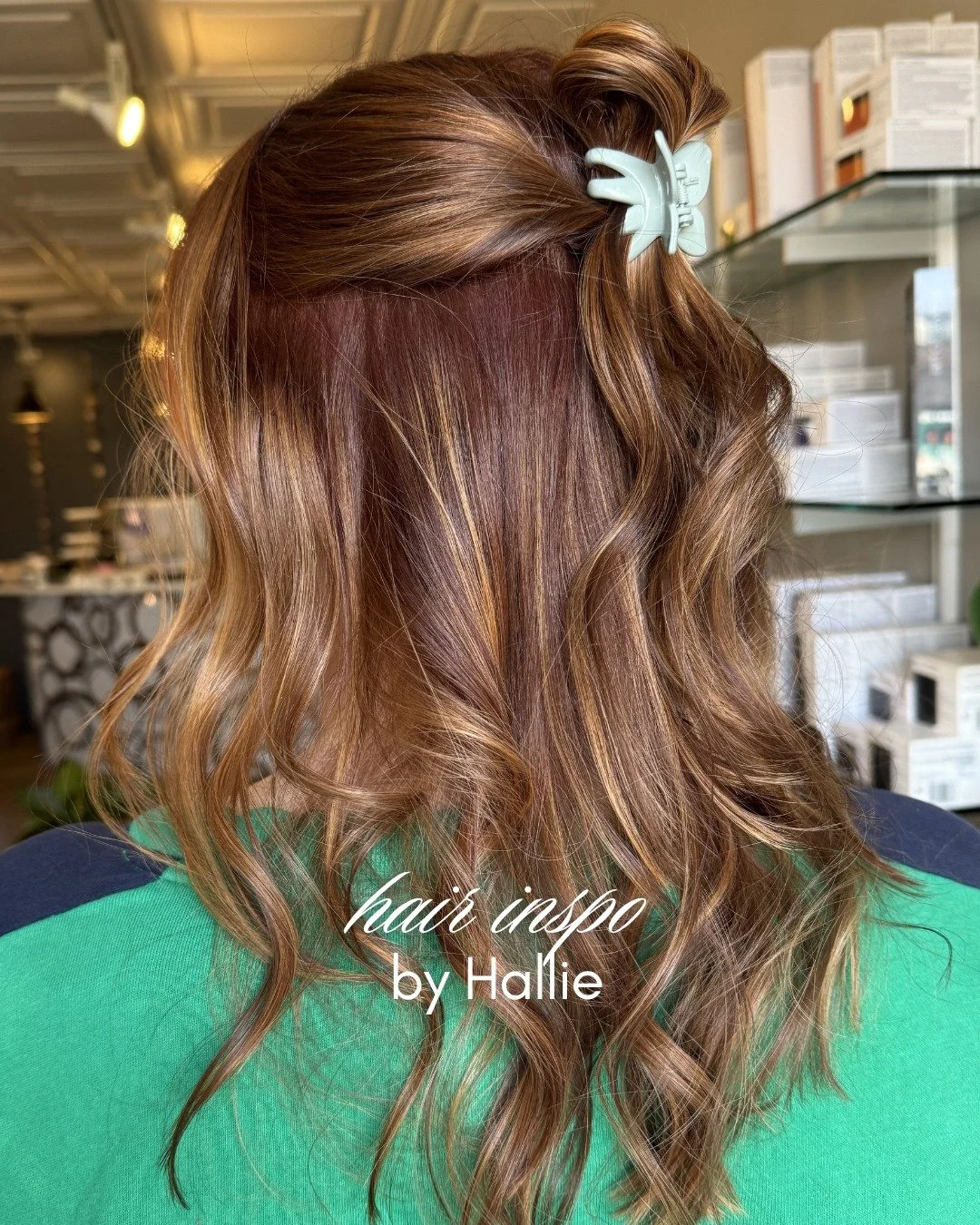 Go ahead and save this one. Hallie built this color to catch the light without screaming, the kind of rich, dimensional finish that looks expensive and grows out gracefully. Bring the screenshot and she will tell you honestly what it takes to get the