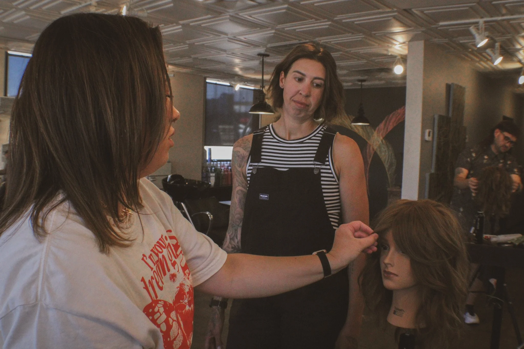 Hallie gives Megan Brockman praise for her texture work on the mannequin.