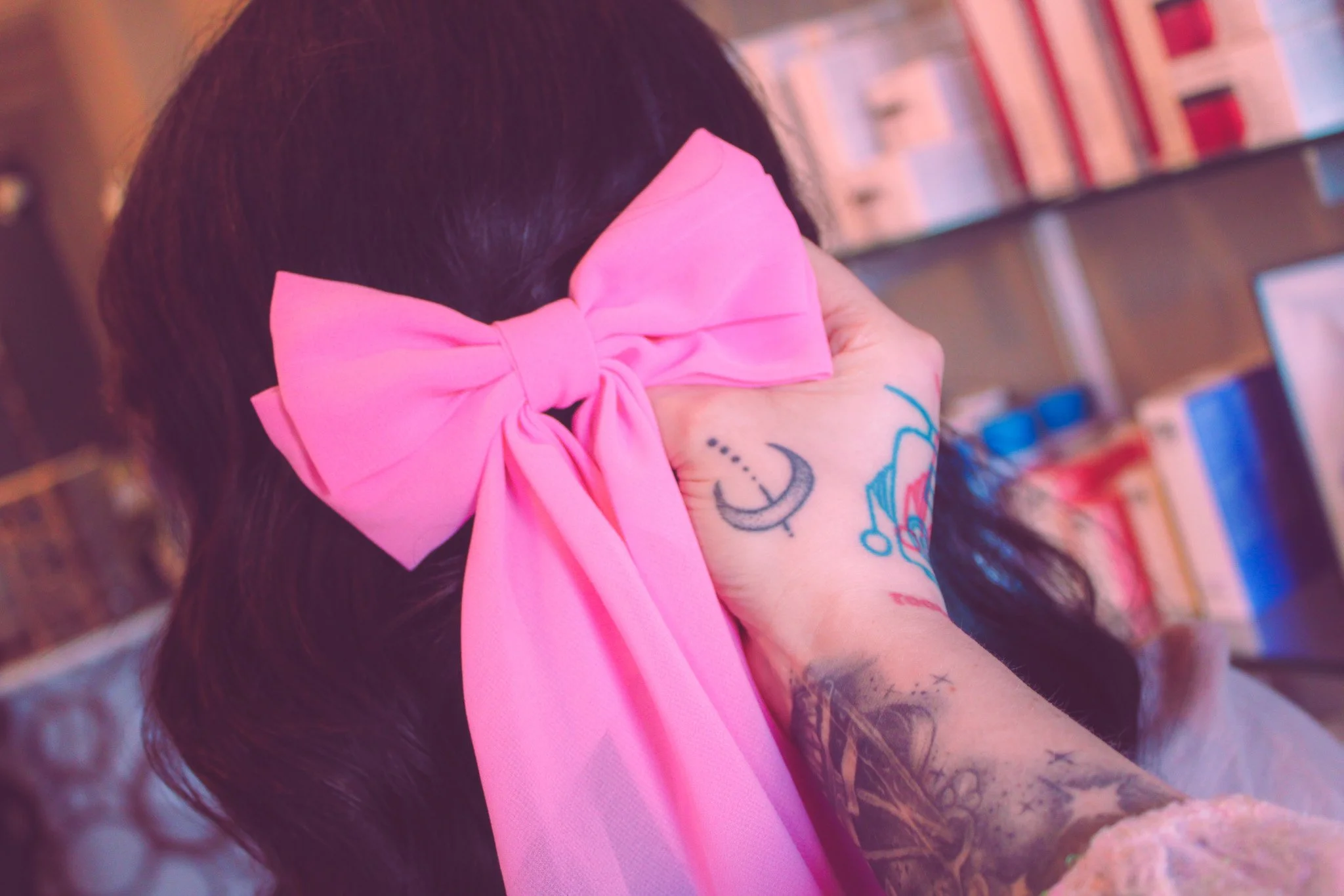 A client at Starling Salon gets their hair styled for a client photo.